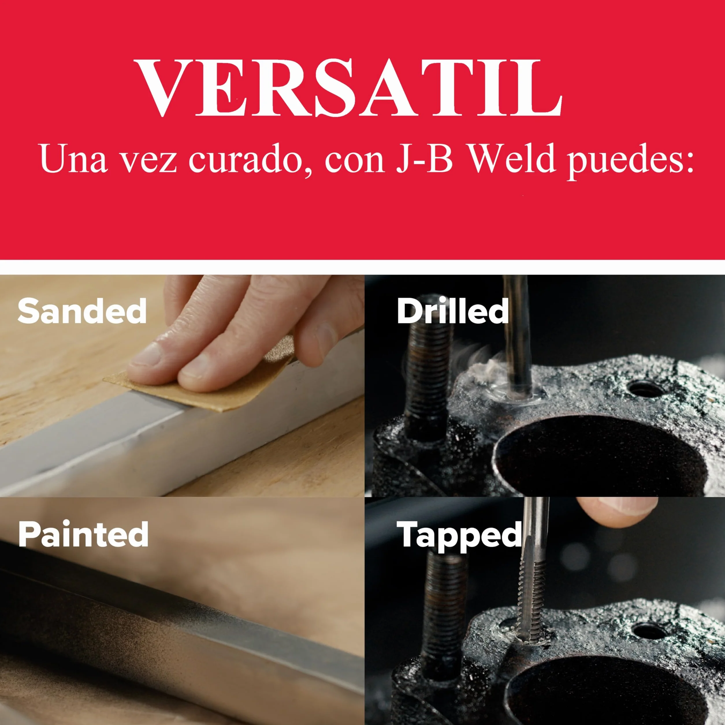 J-B Weld 8281SPA - Soldadura - Acero - Reforzado - Epoxi - Formula fría - Reparaciones - Múltiples Superficies - Formato Industrial 2 x 141,8gr