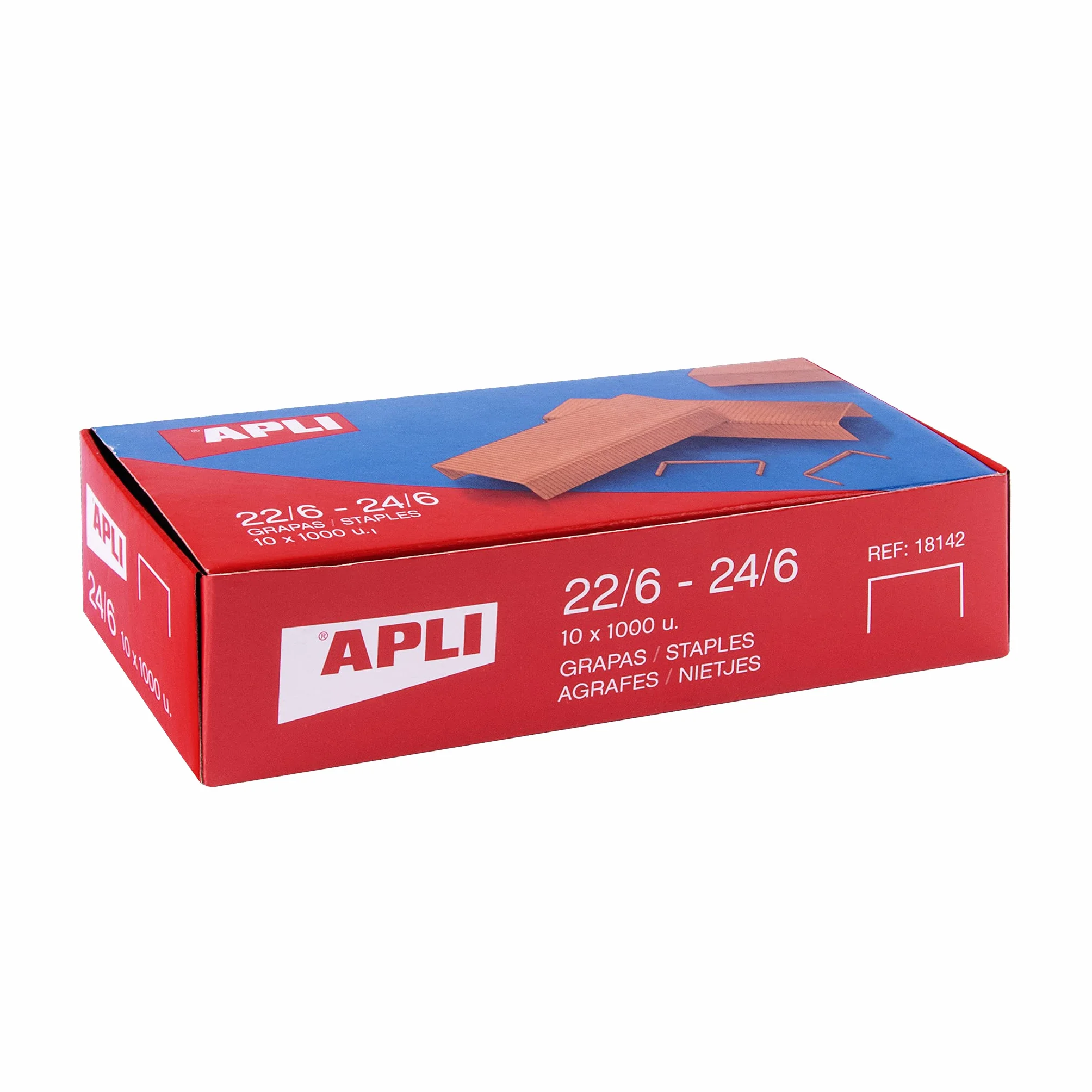 APLI 18964 Pack 10.000 Grapas de Cobre Galvanizadas No. 22/6-24/6 10 Cajitas de 1000