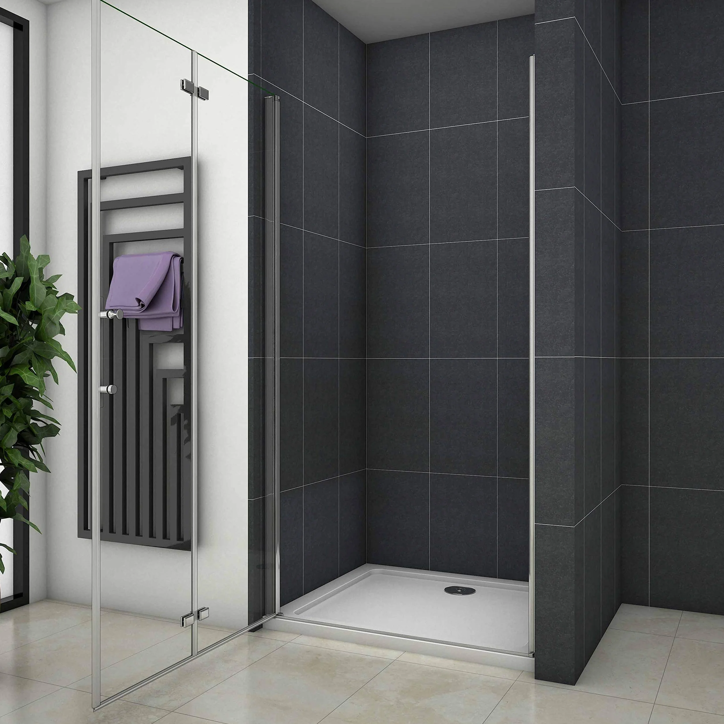 Mamparas de Ducha Puerta Plegable Cristal 6mm Antical 100x185cm