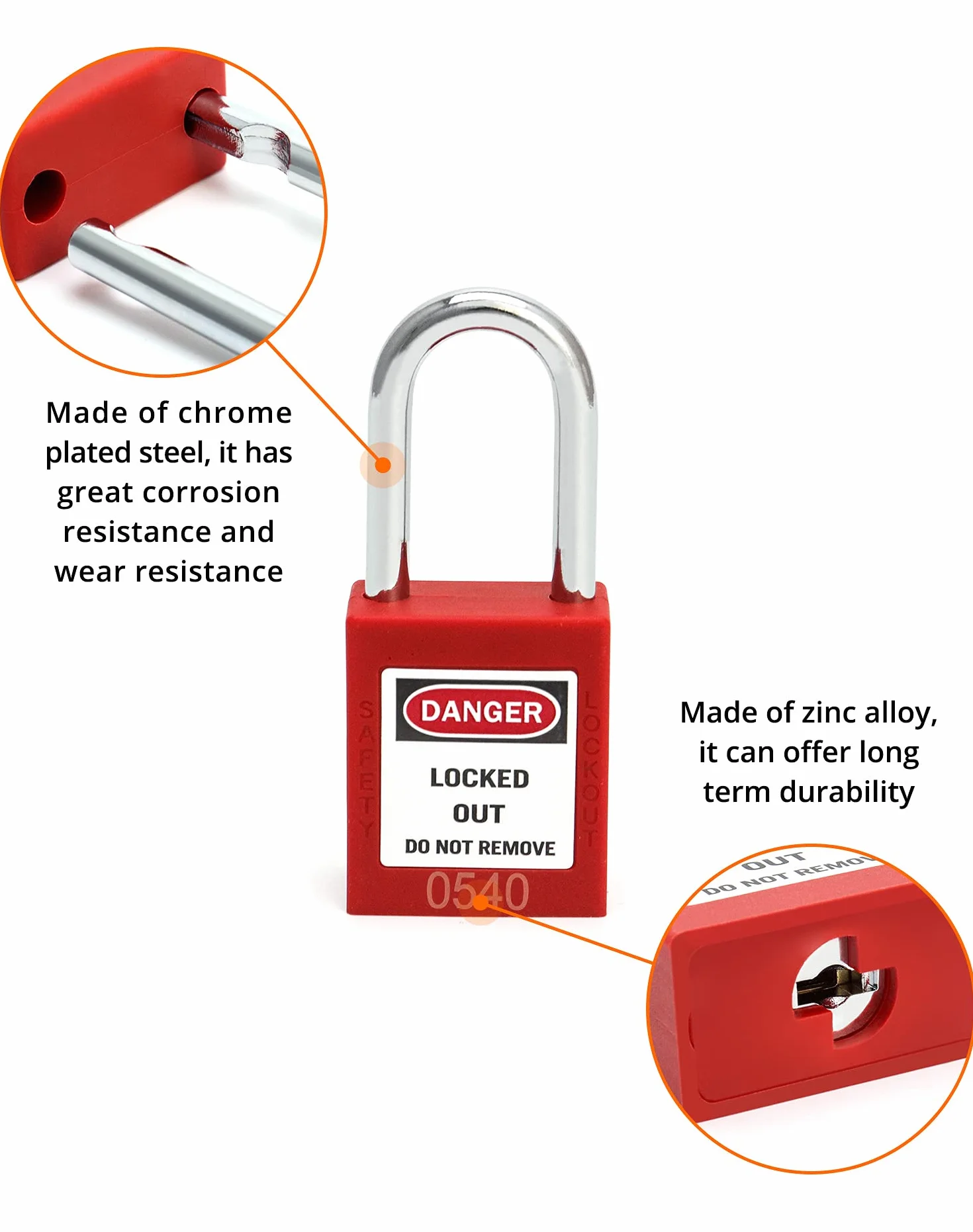 QWORK® Candado de seguridad rojo para bloqueo y etiquetado, 10 paquetes candados con 20 Clave, 38mm Steel Shackle