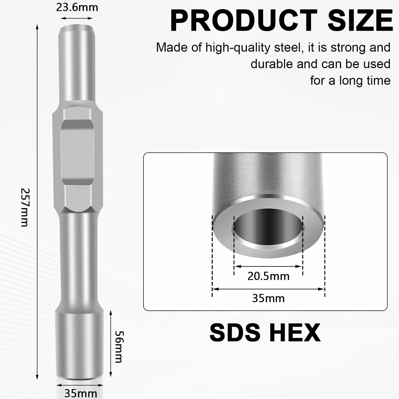 SDS HEX - Empacador de clavos para tierra profunda (20,5 mm de diámetro interior x diámetro exterior de 35 mm x 257 mm de longitud)