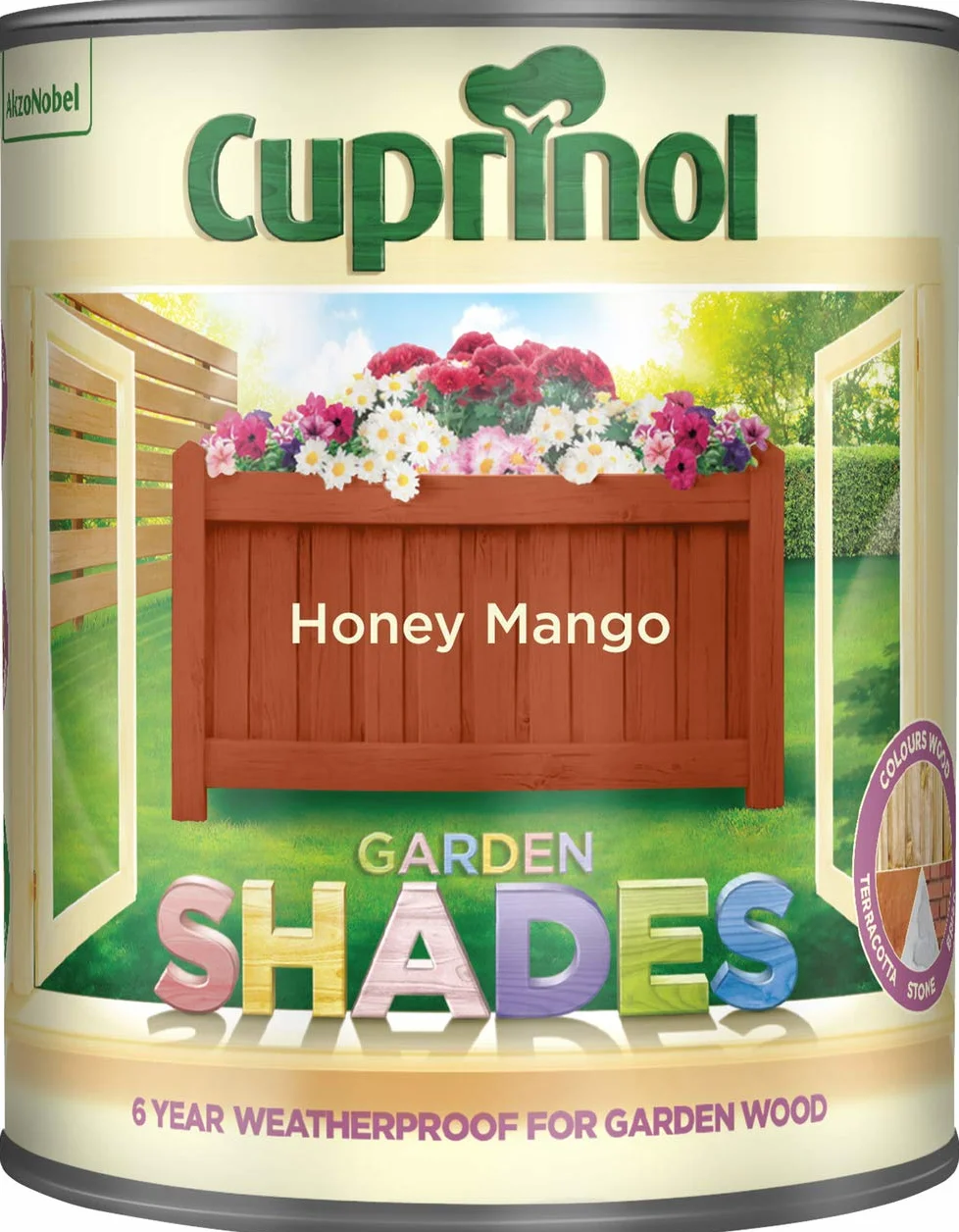 Cuprinol Garden Shades – Pintura para madera, Marrón (Honey Mango), 1 L