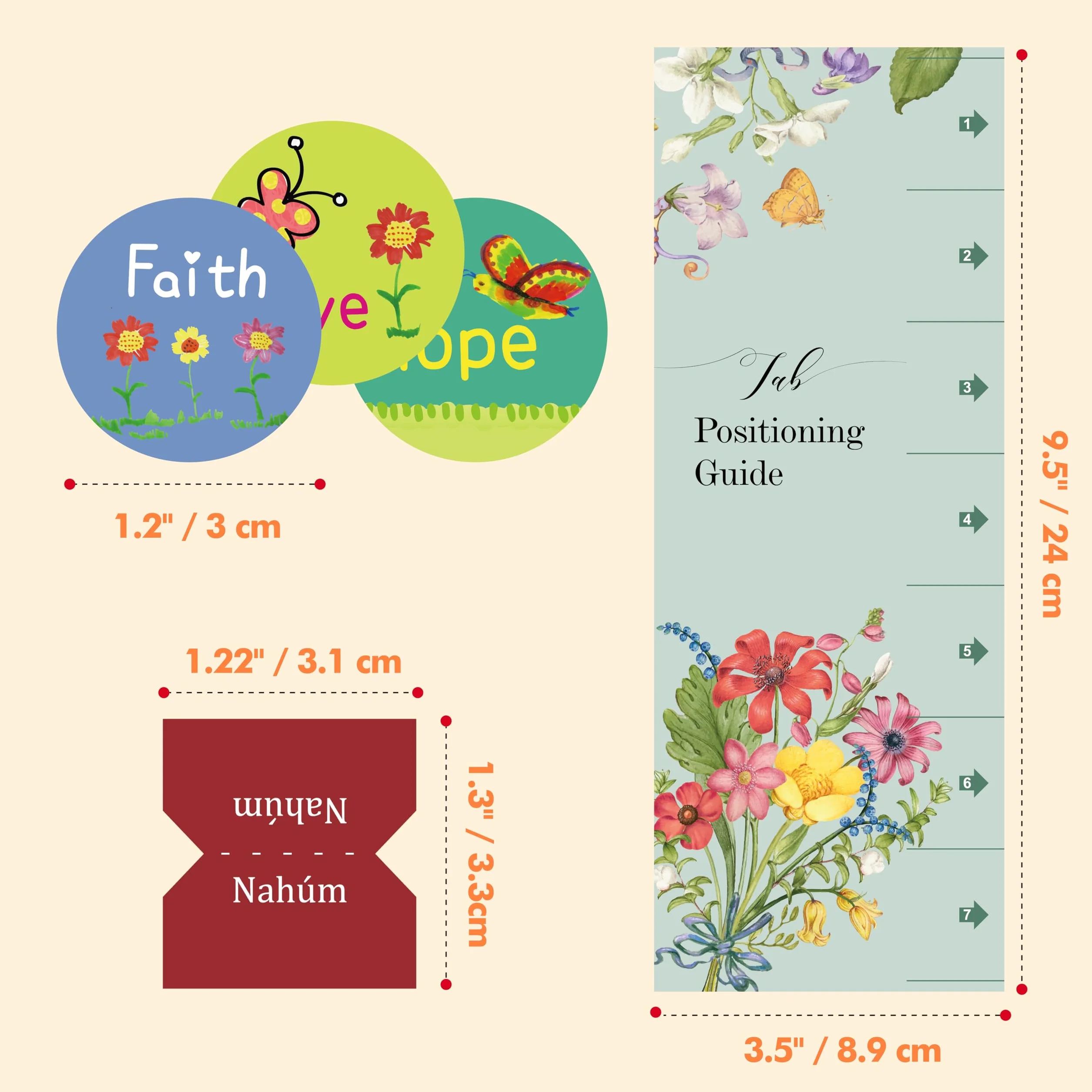 Pestañas de Índice de la Biblia en Español, Juego de Pestañas Laminadas, 80 Stickers Autoadhesivas con Guía de Alineación