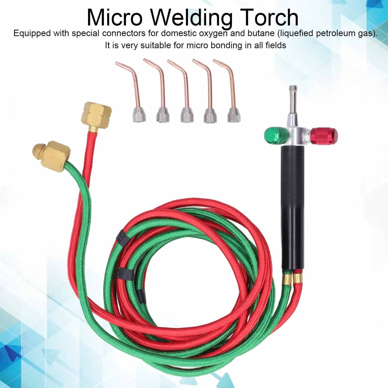 Tyenaza Mini Pistola de Soldadura de Gas, Herramienta de Antorcha de Soldadura con 5 Puntas, Herramienta de Antorcha de Soldadura de Oxígeno Pistola de Llama, para Reparación de Joyería Blowtorch