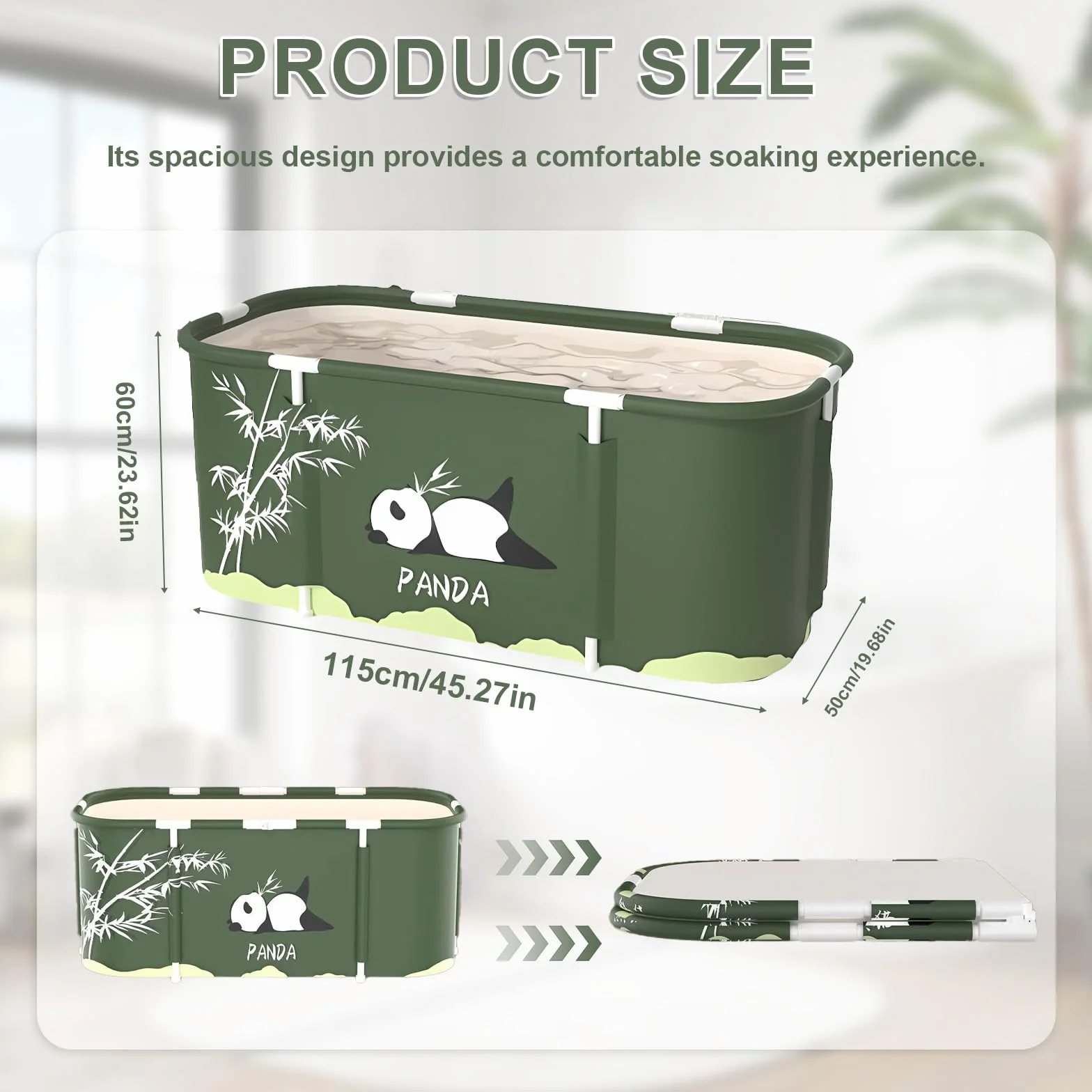 Bañera plegable 115 x 60 x 50 cm, bañera móvil para ducha, bañera plegable portátil extraíble para baño caliente y baño de hielo, para adultos