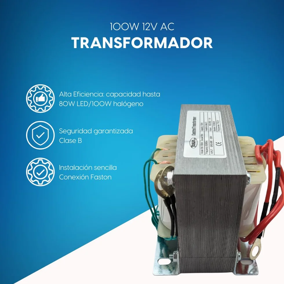 Transformador 220V a 12V AC homologado para piscina (100W)