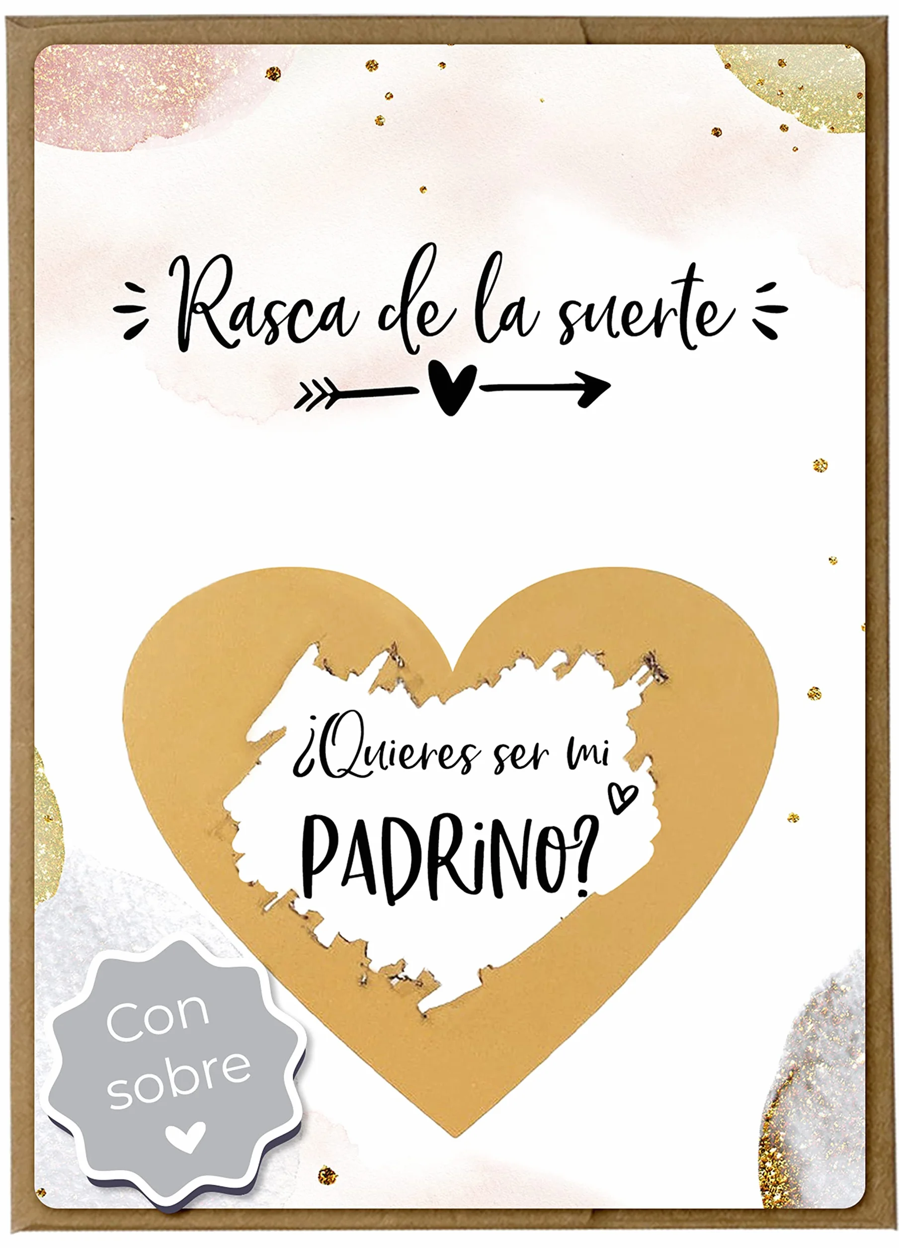 Tarjeta de rascar Quieres ser mi padrino con sobre Joli Coon