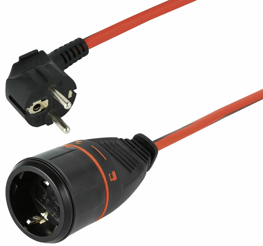 MAXTRACK NV7-25RL, cable de extensión de contacto de seguridad de 25 m con carrete de cable, conexión de enchufe bloqueable, rodillo de cable resistente, 12 kg de tracción, ideal para taller, jardín y