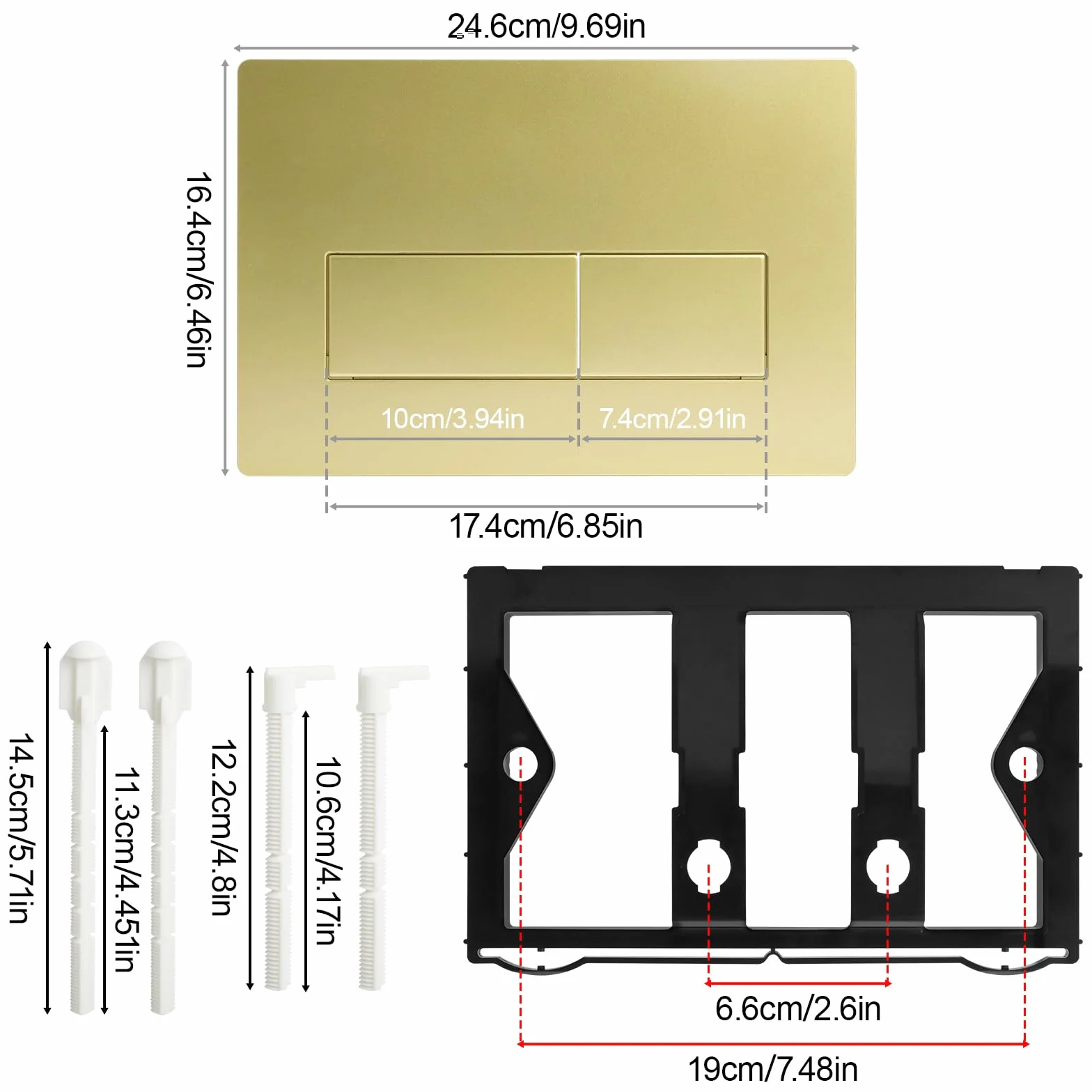 Placa de descarga WC de doble descarga, placa de accionamiento compatible con GEBERIT SIGMA01 UP300/320, placa de repuesto 115.770.11.5, oro