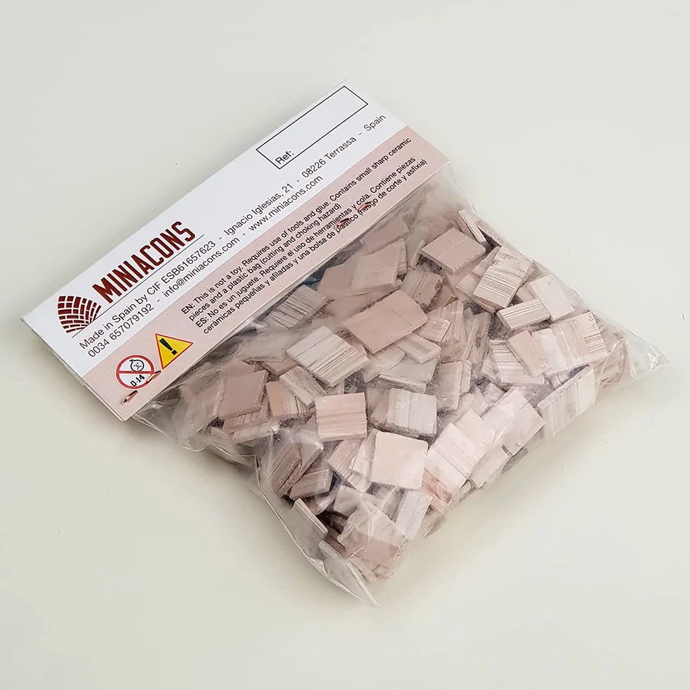 Baldosa (teja) en miniatura. Baldosa rectangular (Teja plana) Jaspeada 11 Mm. (600 u.)