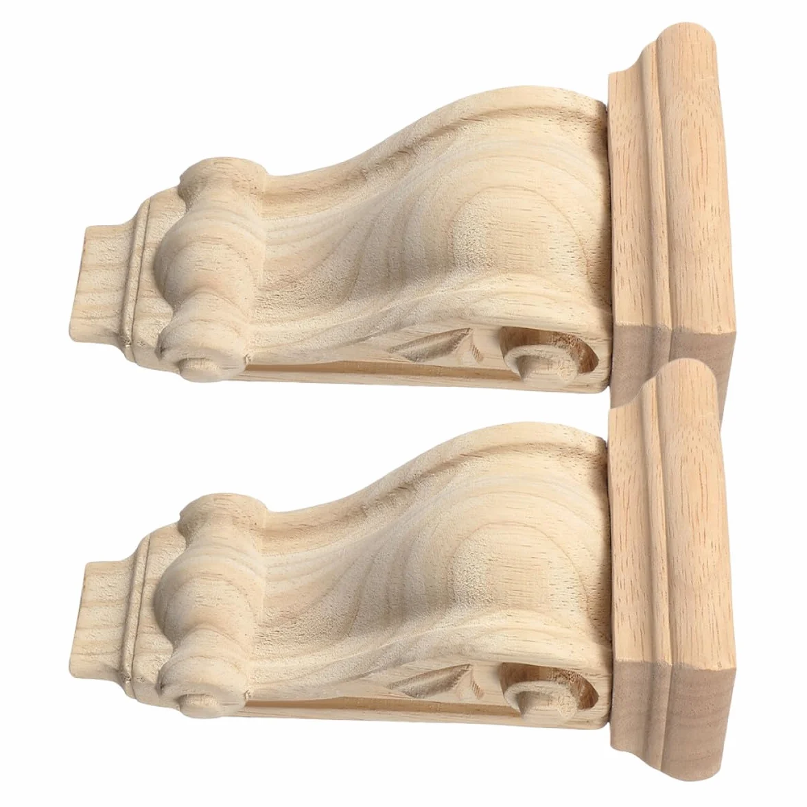 2 Piezas Ménsulas de Madera Tallada Mano Detalles Artísticos Estilo Europeo Decoración para Esquinas y Estanterías Soportes sin Pintar para Puertas y Chimeneas Embellecedores de