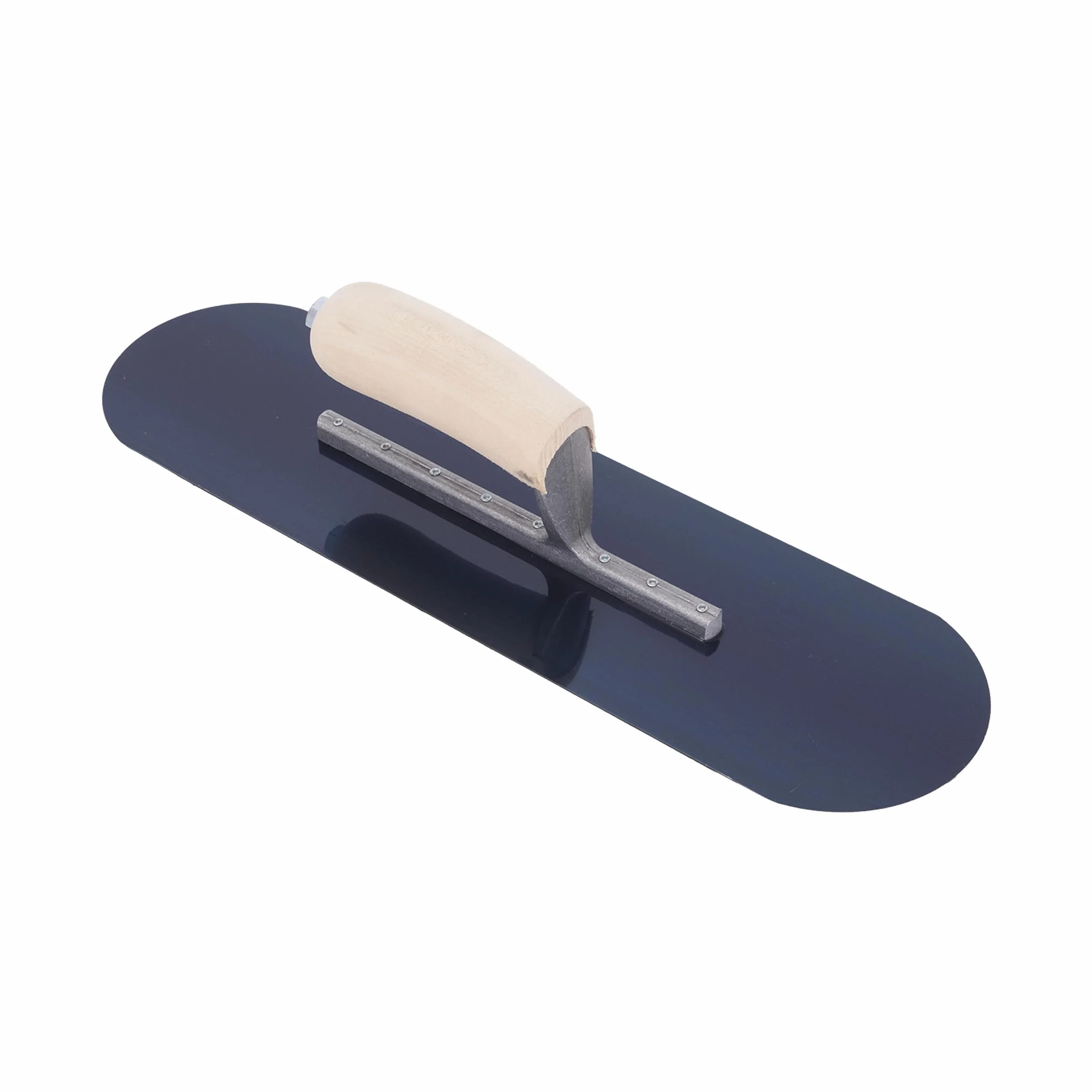 Llana para piscinas de Marshalltown con mango de madera, acero azul, llana para suelo y hormigón, dimensiones de la llana: 356x102 mm
