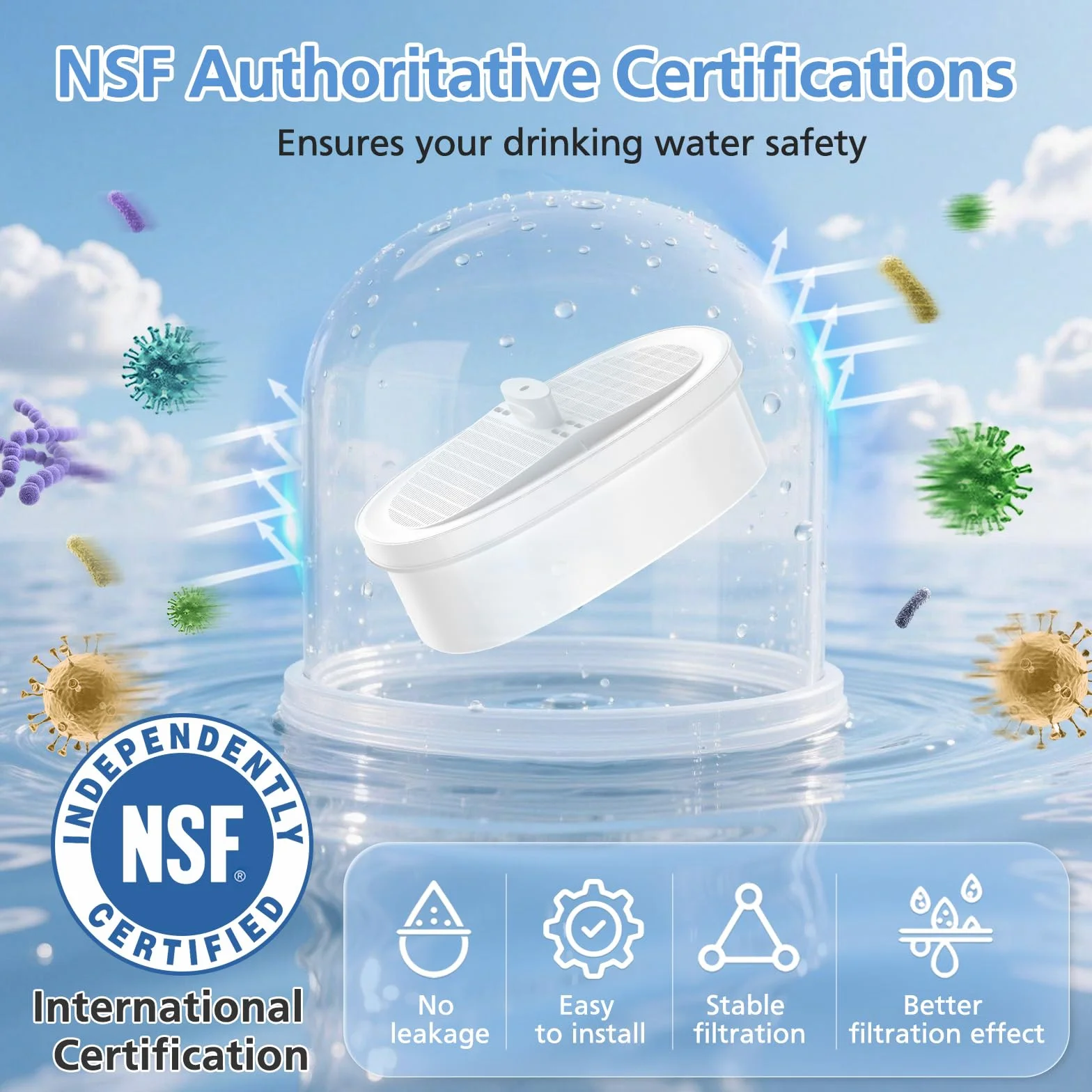 4 filtros de agua de repuesto para Waterdrop WD-PF-01A Plus, cartuchos de filtro de agua compatibles con todos los sistemas de filtración de tanques Waterdrop, certificado NSF, reduciendo impurezas