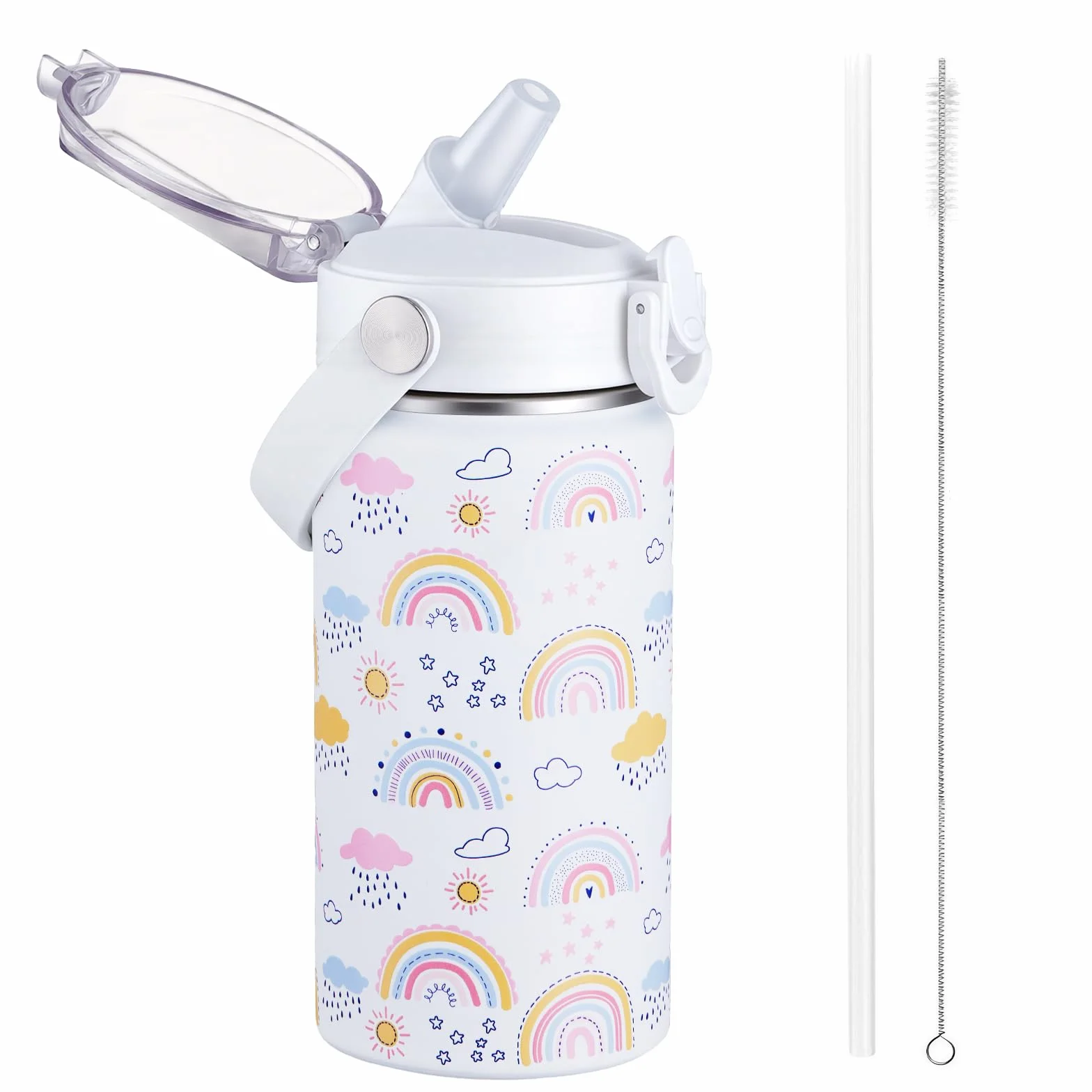 Botella De Agua Aislada Acero Inoxidable 420ml Para Niños Con Pajita Sin BPA