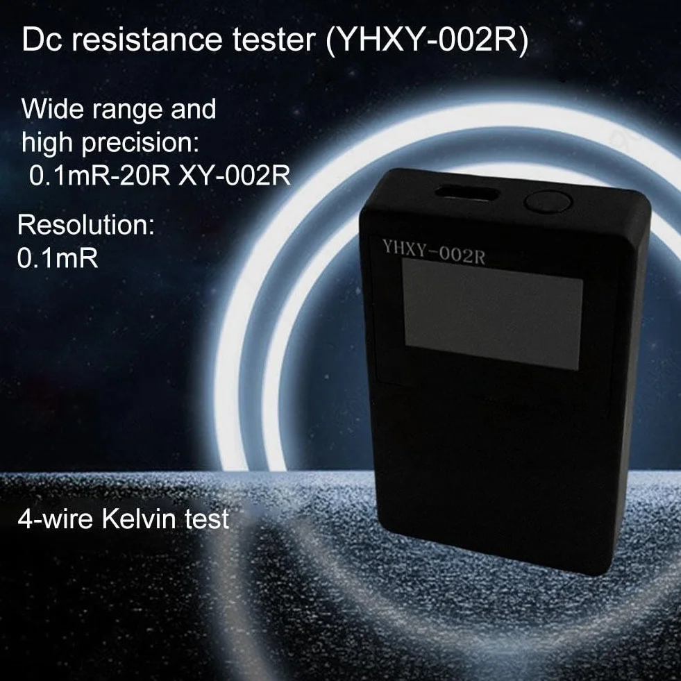 Miliohmímetro CC de 0,1 mR a 20 ohmios, comprobador de resistencia con 0,03 % de precisión, prueba Kelvin de 4 cables, pantalla LCD, batería de litio integrada