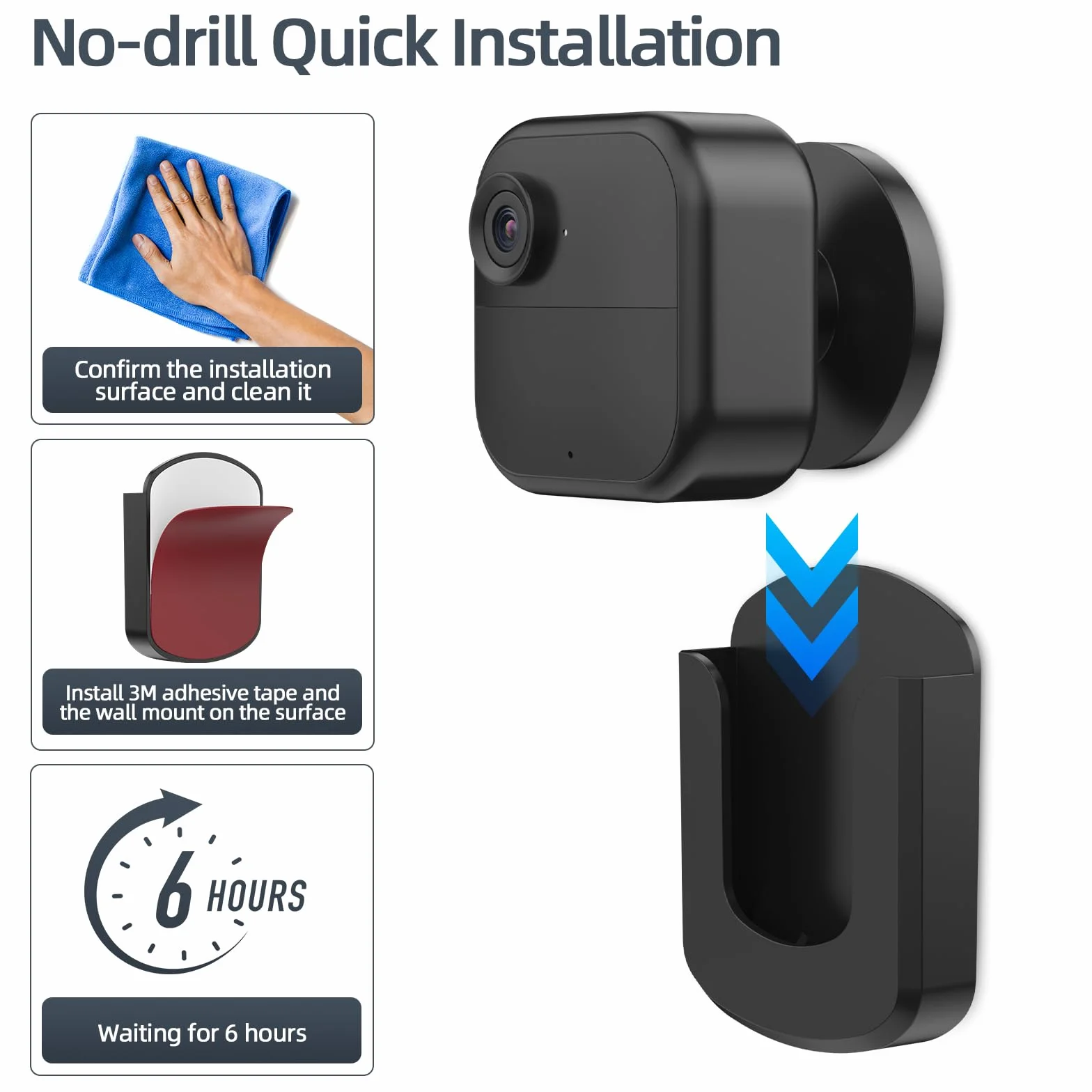 Paquete de 3 soportes de pared para cámara Blink sin taladrar, sin tornillos, soporte adhesivo para cámara Blink Outdoor 4 / Blink Mini/Mini 2 / Blink para cámaras interiores, fácil de instalar