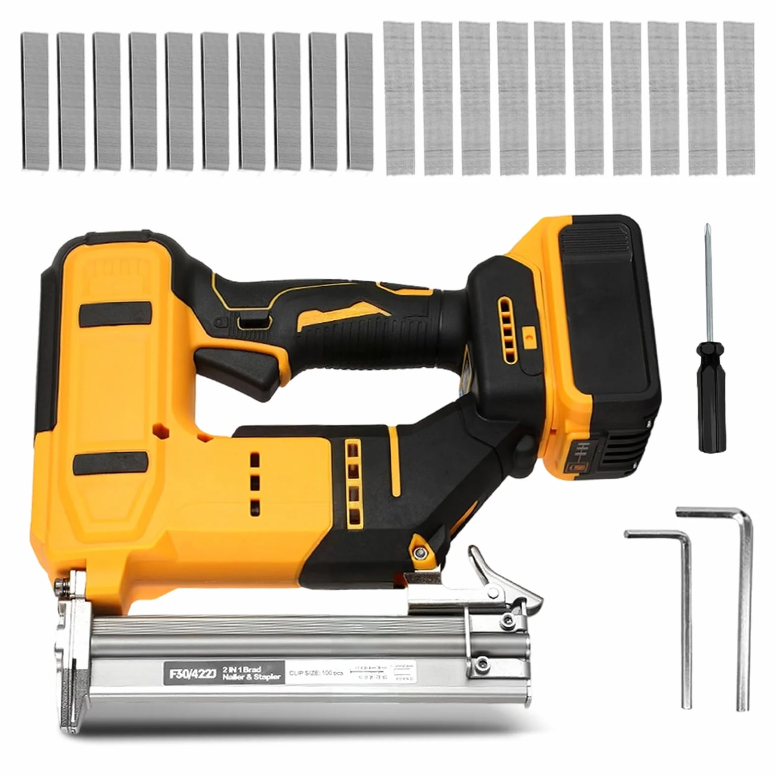 Pistola De Clavos Inalámbrica Para Batería Dewalt, Grapadora Clavadora 2 En 1, Grapadora Eléctrica De 18 GA Con 2000 Clavos/Grapas, Pistola De Grapas De Clavos 2 Modos Para Carpintería