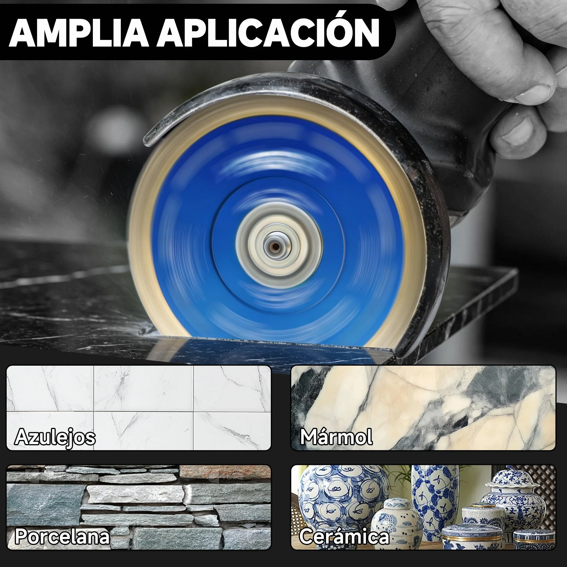 HERZO Discos de Diamante 115 mm x 22,23 mm para Azulejos - Disco de Diamante 115 mm para Azulejos, Gres Porcelánico, Porcelana y Cerámica