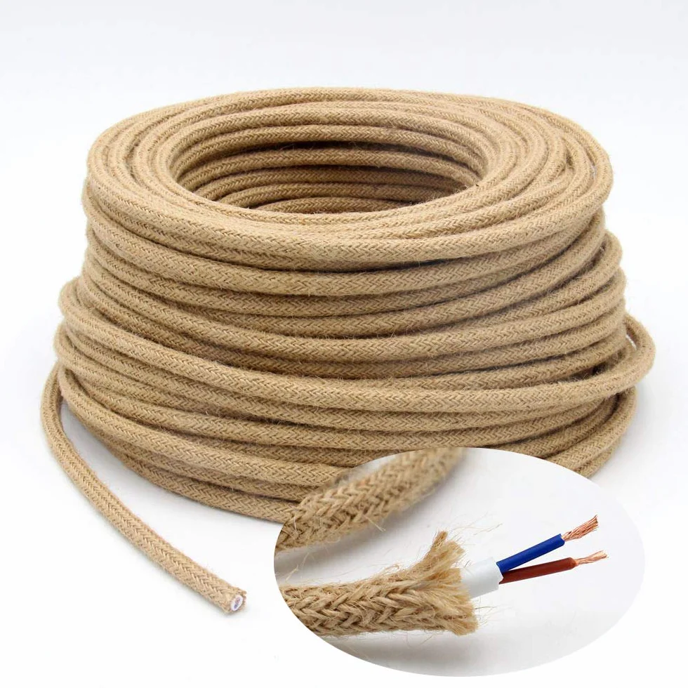 GreenSun Cable Trenzado Vintage - 2 Hilos Cable Electrico 20 Metros Cable Cuerda 2x0,75mm² para Lámparas de Araña, Lámparas DIY, Beige