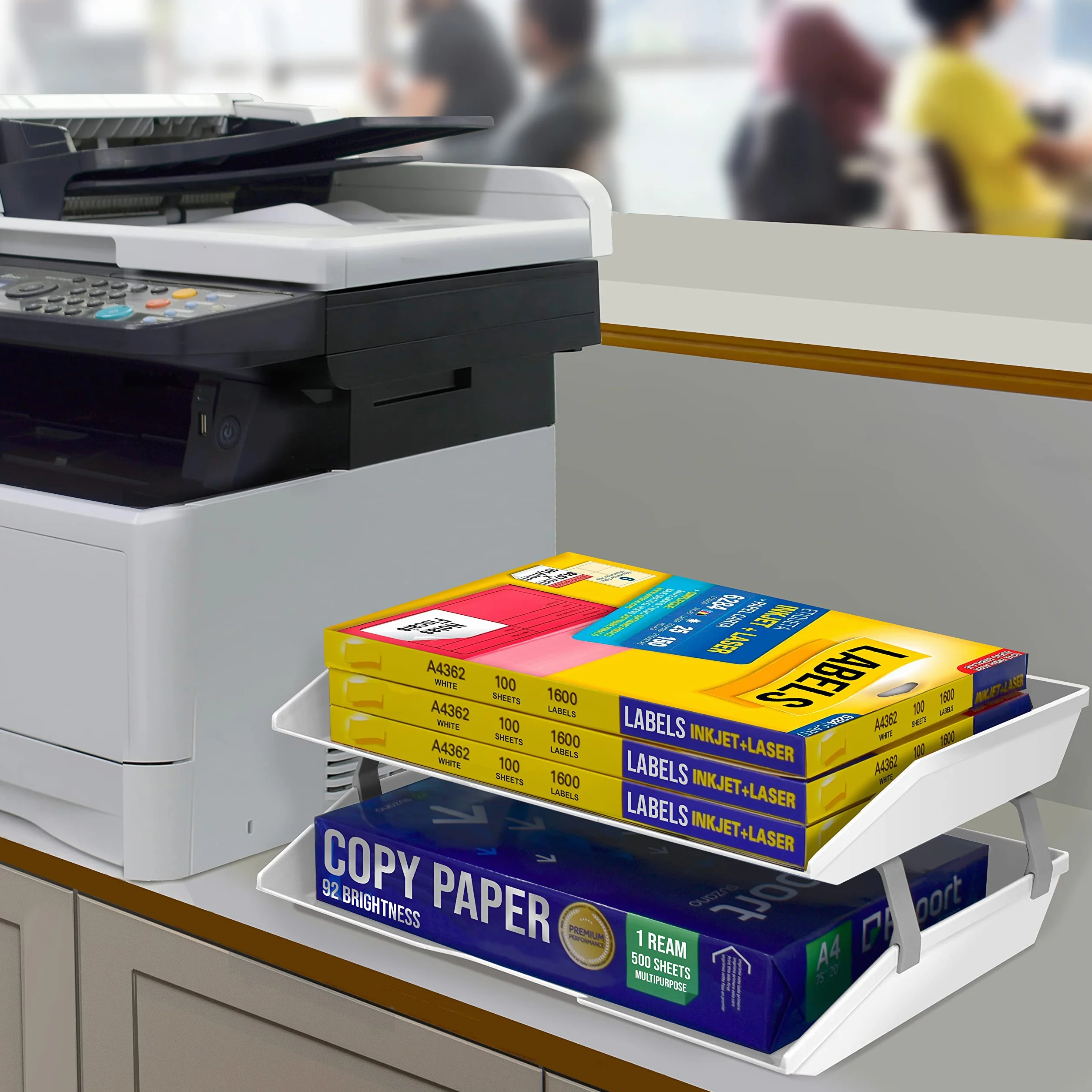 Acrimet Bandeja de 2 Niveles para Cartas Carga Lateral A4, Organizador de Archivos de Escritorio, Plástico Blanco