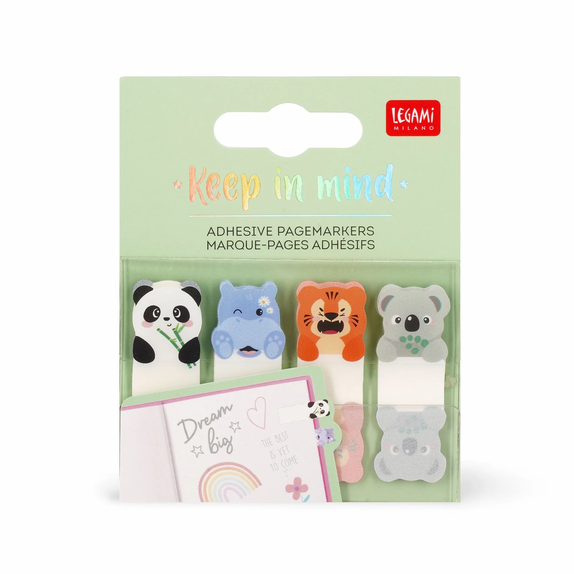 Legami Keep in Mind Marcapáginas adhesivos Cute Animals 80 unidades 7x5,5 cm