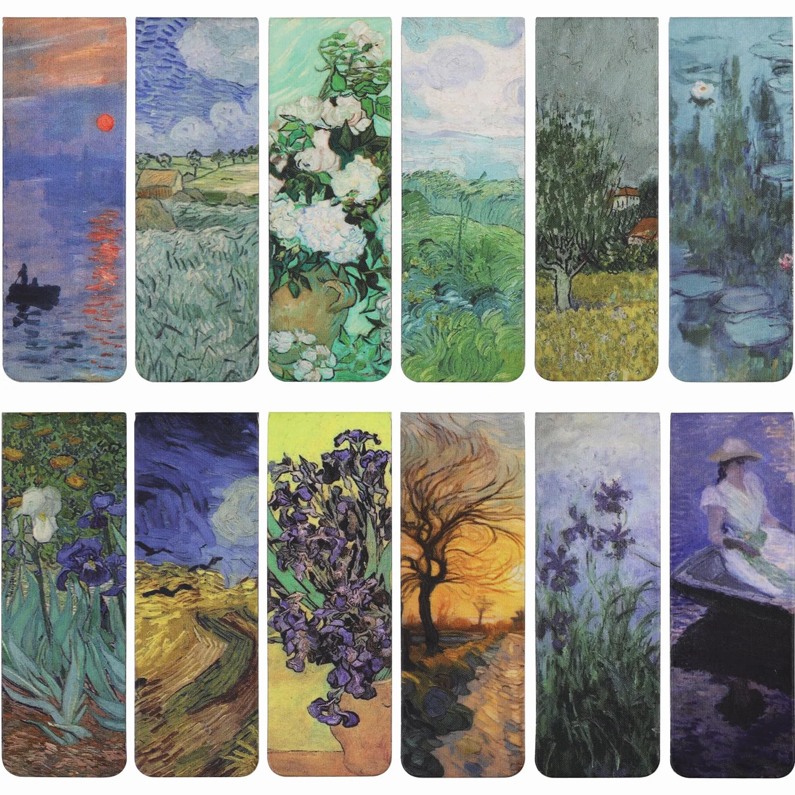 Simpeak 12 Piezas Marcadores Magnéticos Van Gogh Monet Marcapáginas Clip para Lectores