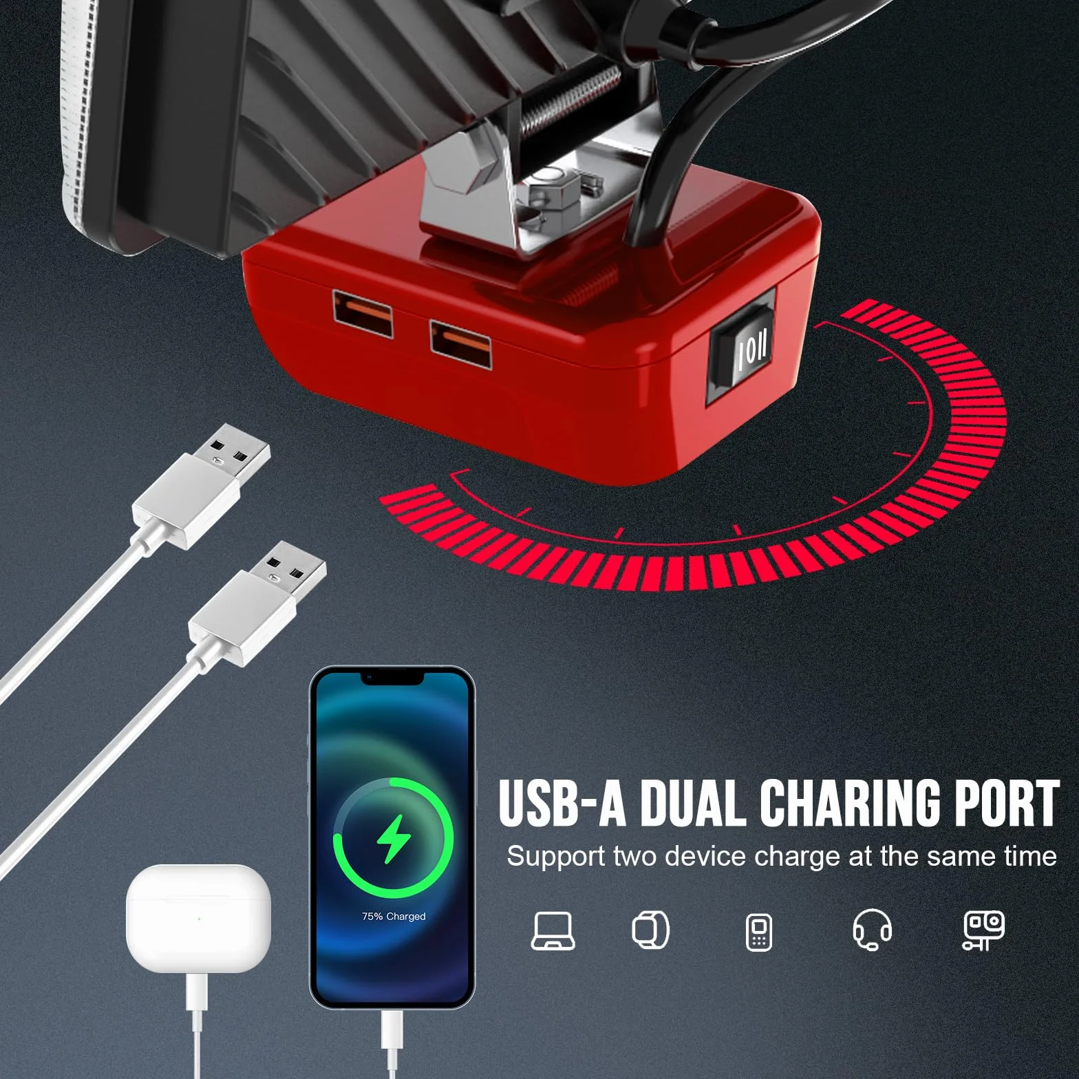 Luz Compatible con Milwaukee 18V,Lámpara de Trabajo Led Sin Cuerda 38W 6000Lm Linterna Recargable con Protección de Baja Tensión Y USB,Liderar El Camino Focos Alimentados por Baterías