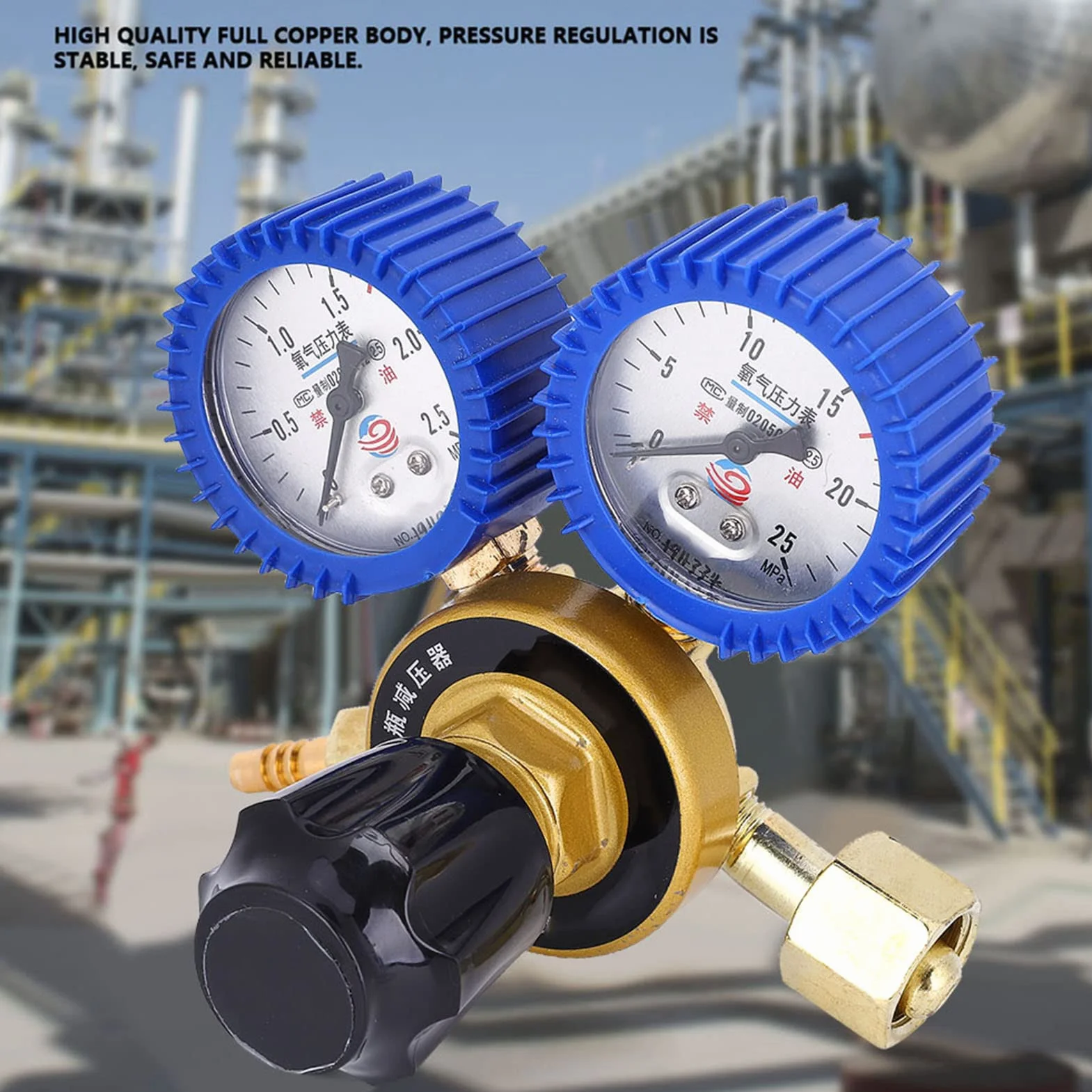Manómetro de Oxígeno, Cuerpo de Aleación, Regulación de Presión Estable, Reductor de Presión de Gas de Oxígeno con Medidor de 0,4 a 25 MPa para Accesorios de Oxígeno