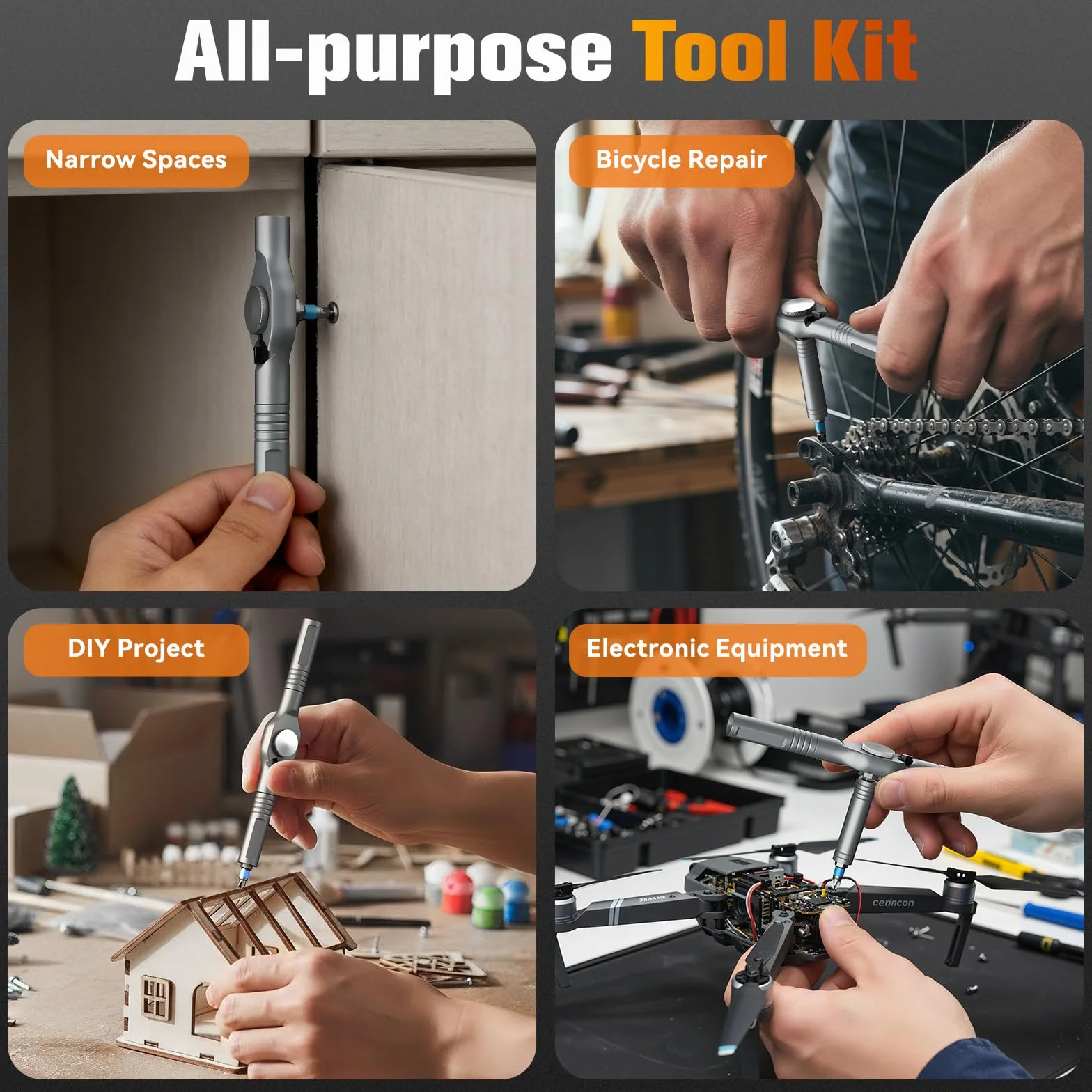 Housolution 66 en 1 Set de Destornillador de Trenza, Mango Desmontable, Cabeza 6,2°, Bits de Acero S2 Combinables, Kit Portátil para Muebles, Ordenadores, Bicicletas, DIY