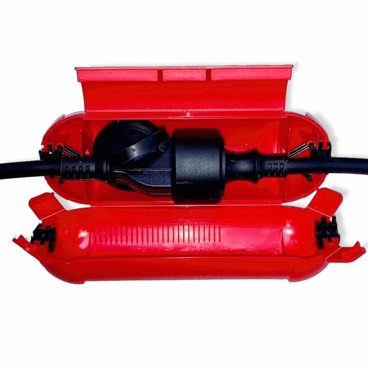 CEE Juego de adaptadores de Camping con Cajas Protectoras 1,5/0,3m - Cable Adaptador Schuko Macho y Caja de Cables (3 x 2,5 mm², 230 V, 16 A, 1,5 m, 0,3 m), Rojo, IP44, Cable Autocaravana