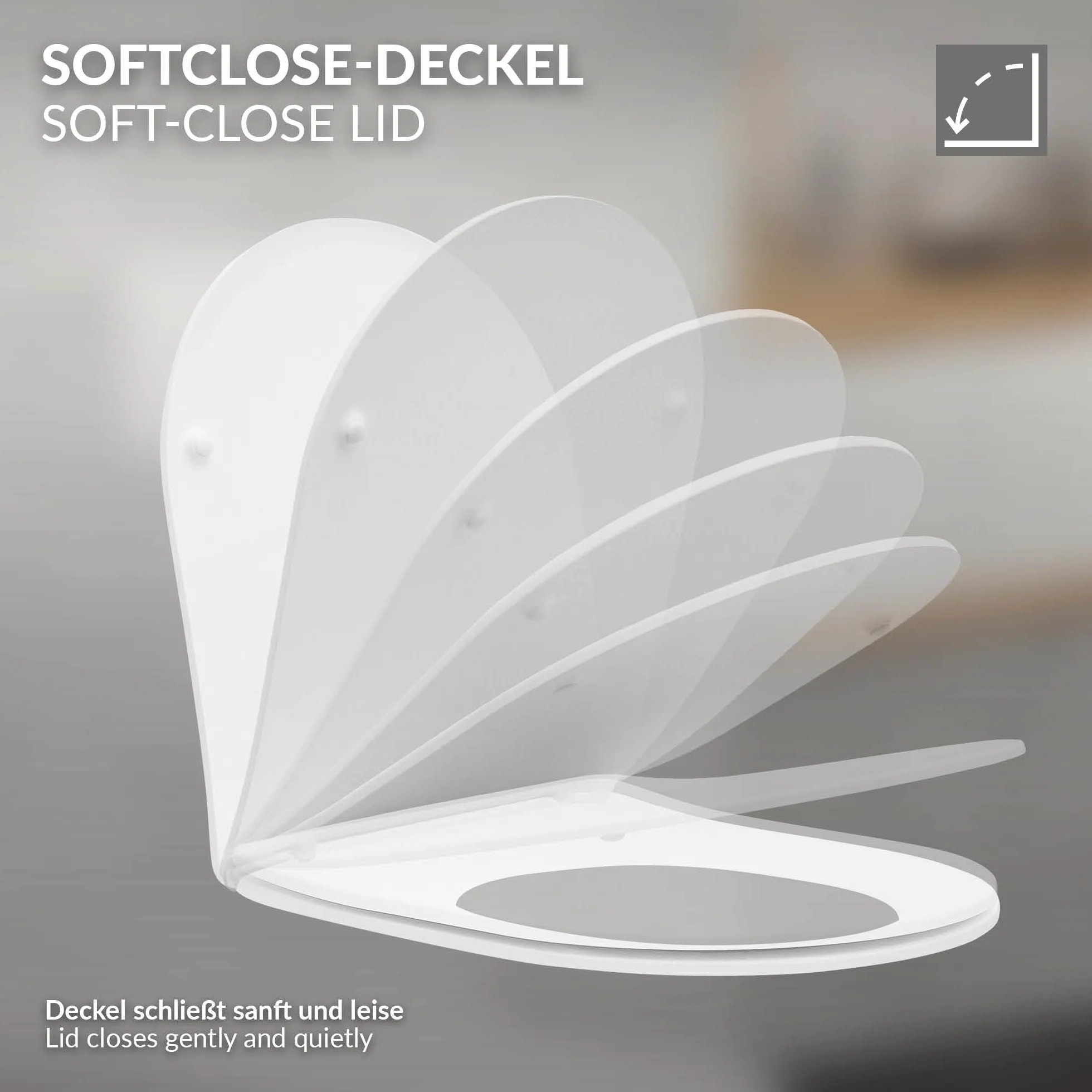 LuxeBath WC Cerámico Suspendido Corto 49cm con Función de Bidé con Nanorecubrimiento, Inodoro Colgante Blanco Mate sin Cisterna, Asiento de WC Extraíble con Softclose en Duroplast Bajada Automática