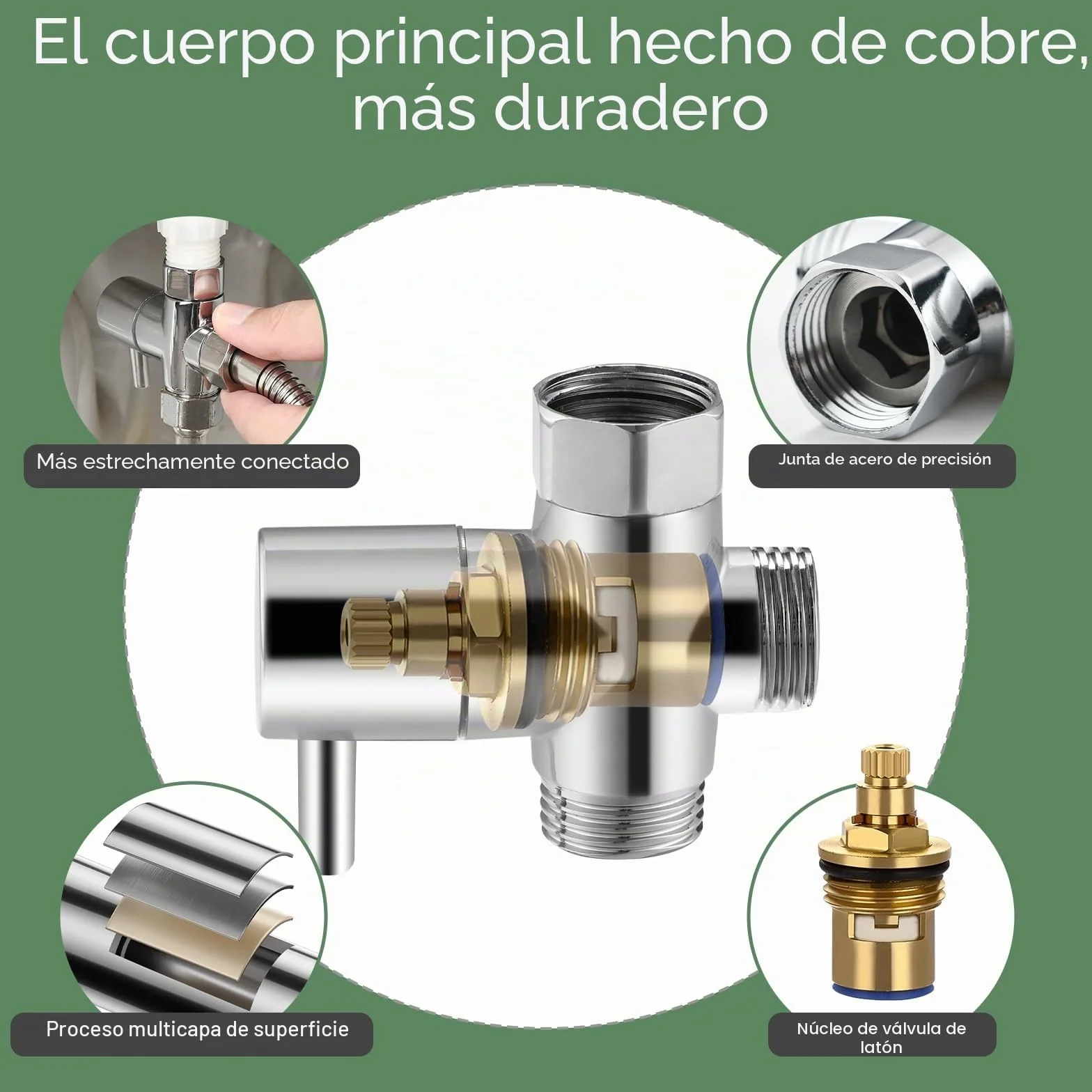 Alcachofa de mano para bidé de acero inoxidable ajustable G1/2"-3/8" para higiene íntima