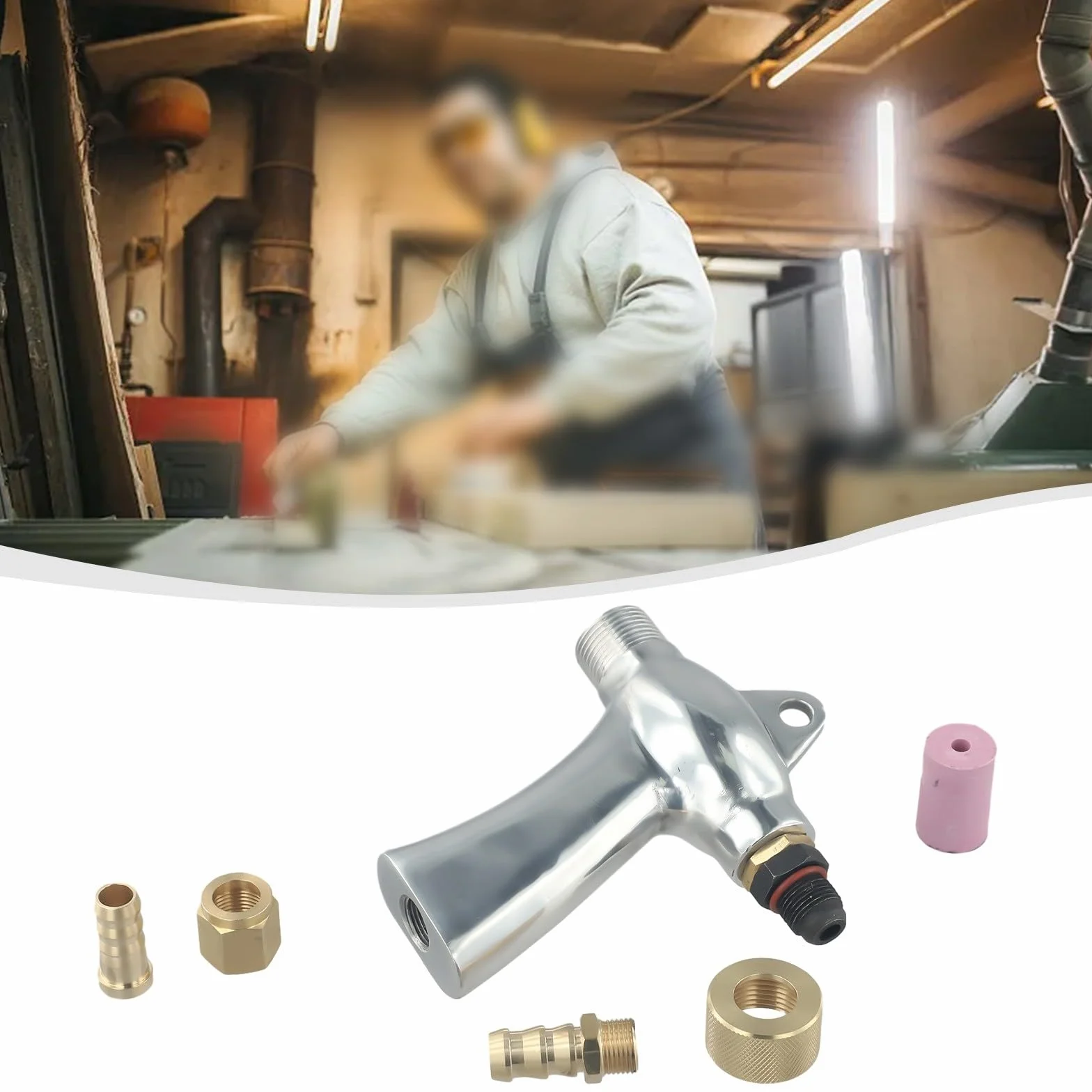 Pistola de arena de mano, para eliminación de óxido, pintura y revestimiento, cuerpo de aleación de aluminio, accesorio de latón, 5 boquillas de cerámica (2 x 6 mm + 3 x 8 mm) (B)