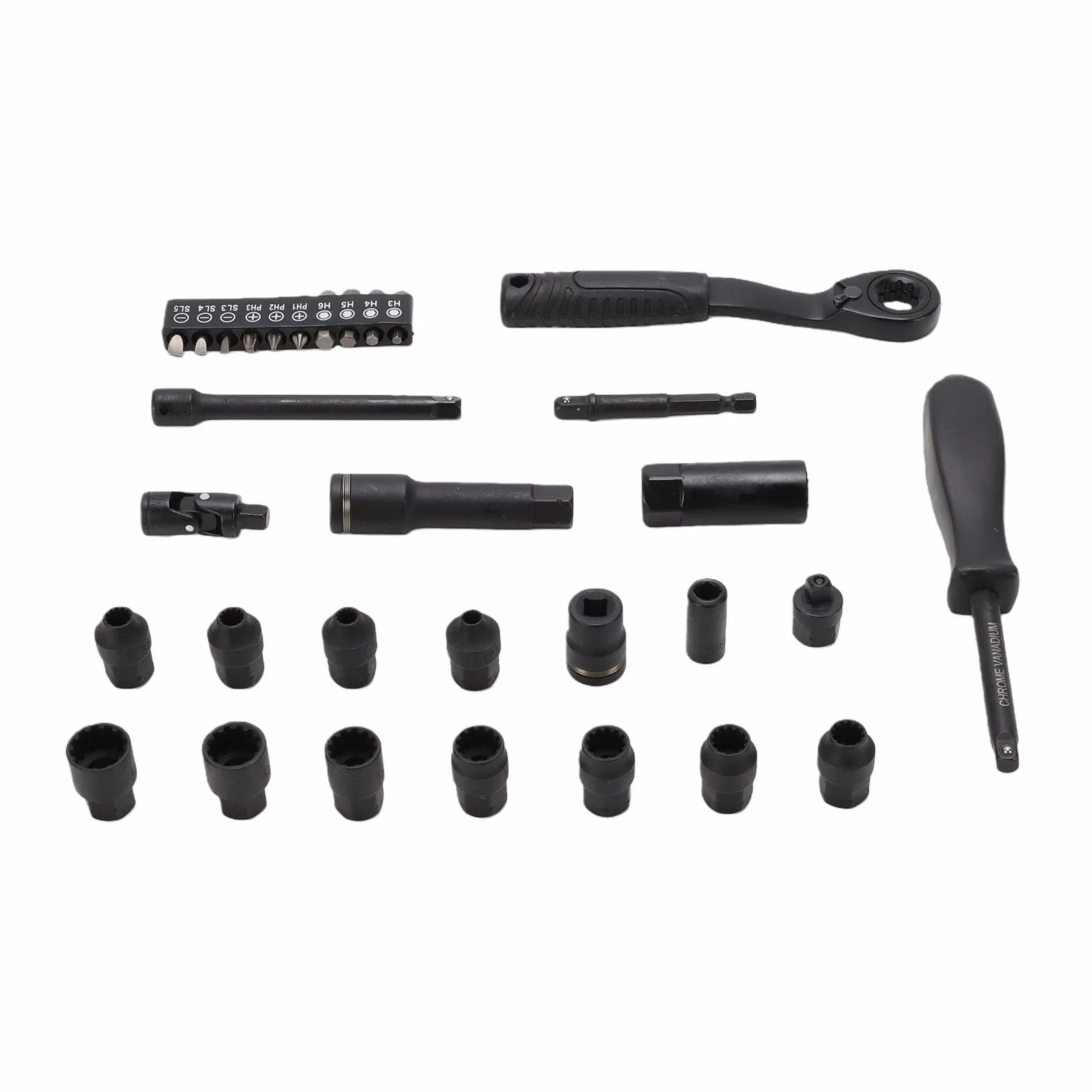 ASHATA Juego de Llaves de Trinquete y Dados de Paso, Accionamiento de 1/4 de Pulgada, Juego de Llaves de Trinquete de 72 Dientes con Biela y Adaptador, de Dados de Paso, Llave de Tubo de para