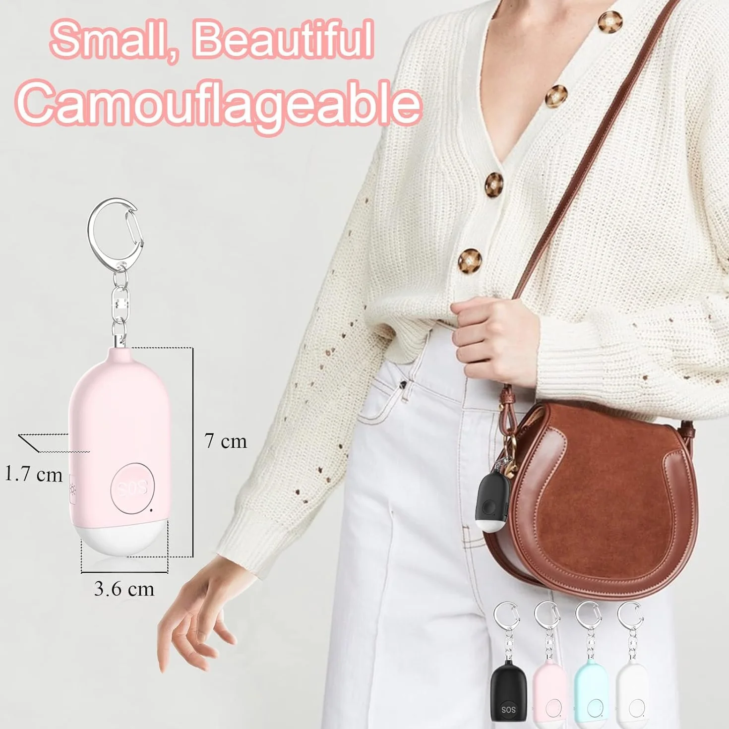 Alarma Personal Autodefensa de Bolsillo Hion - Llavero de Defensa Personal Recargable 130 dB con Iluminación LED para Mujeres, Niños y Personas Mayores - Potente y Confiable(Rosa, 1)