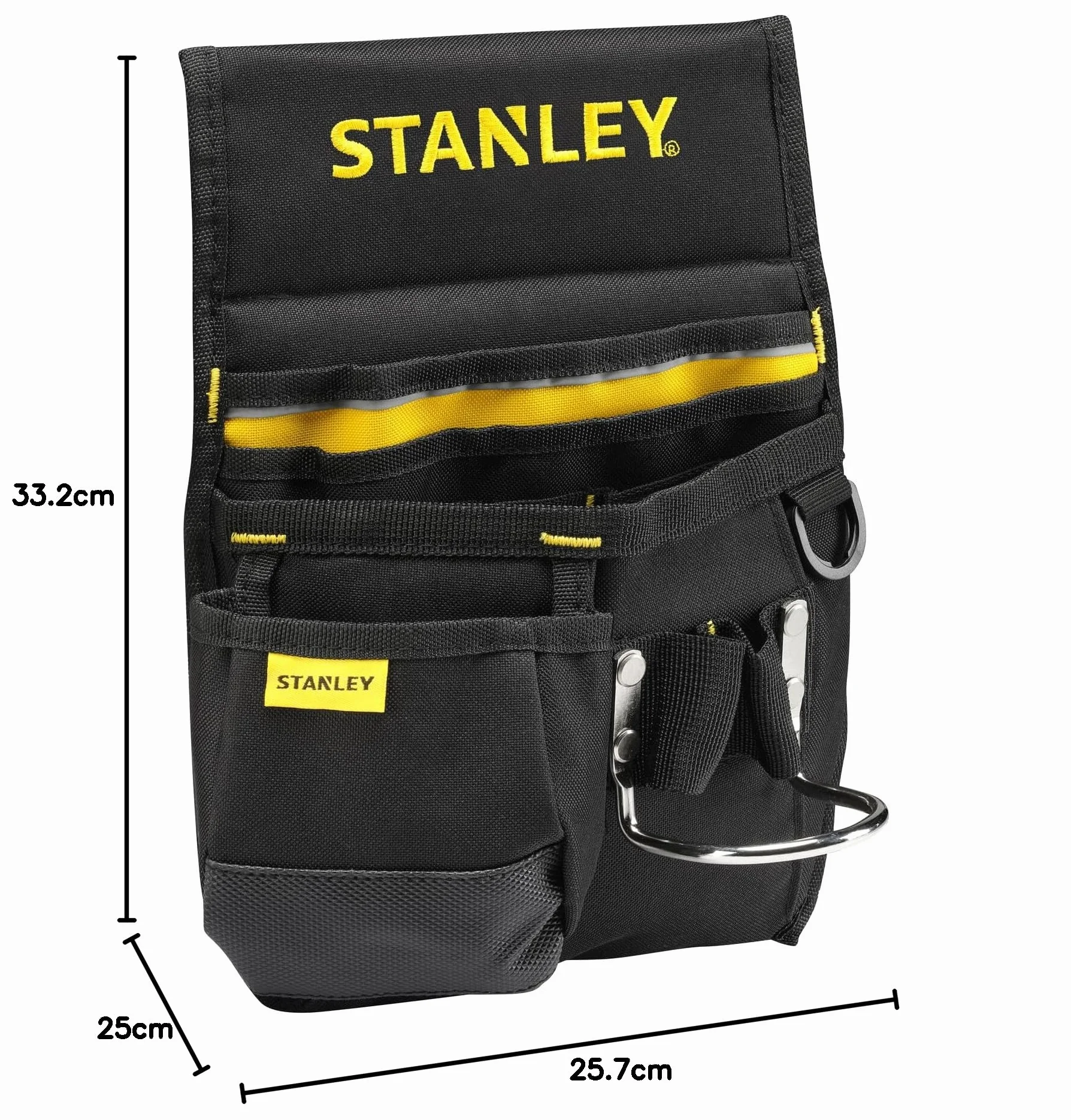 STANLEY Cinturón Portaherramientas de Nylon, Bolsa Resistente 600X600 Denier, Múltiples Compartimentos, Anillo Portamartillo, Acolchado Trasero, 1-96-181
