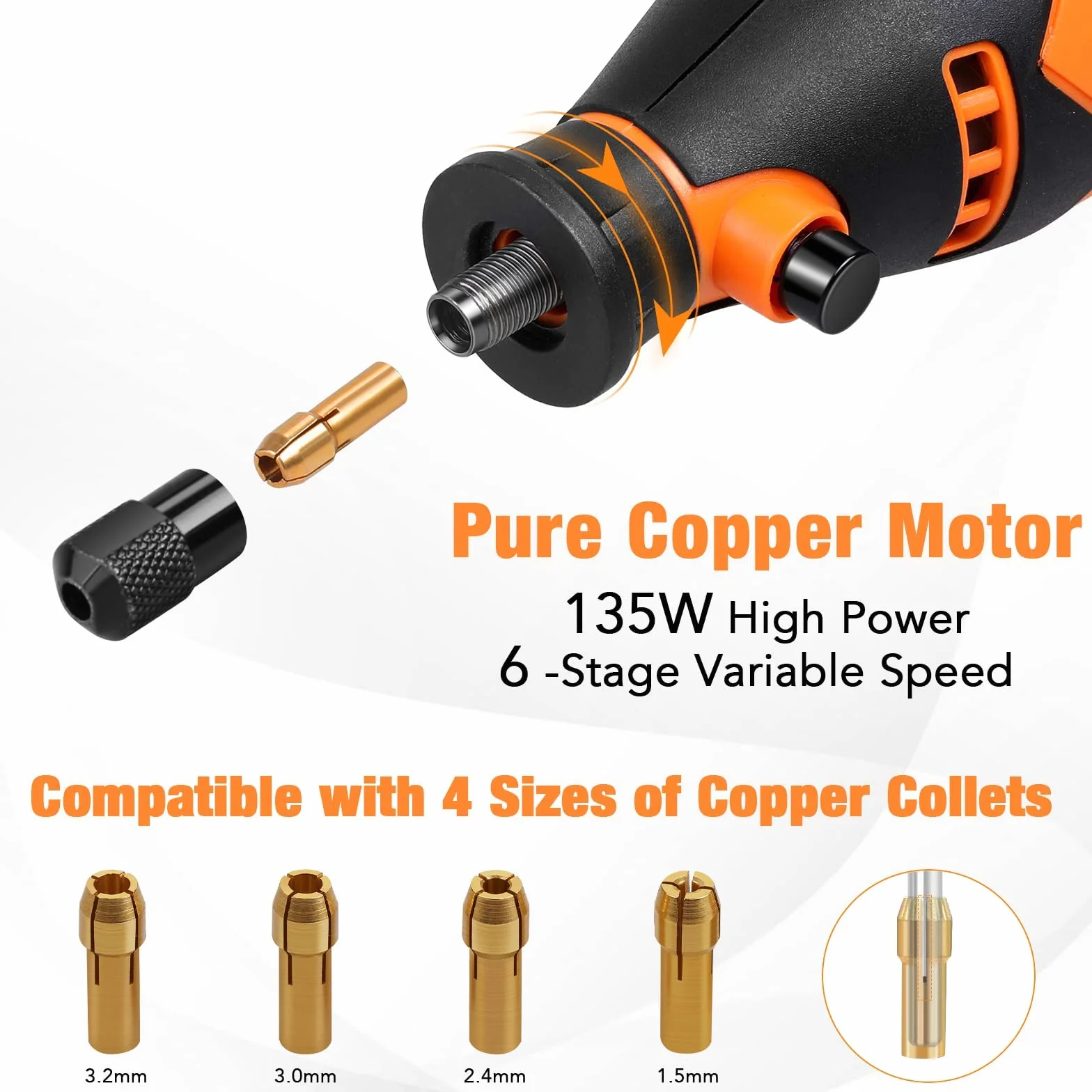 Juego de Mini Amoladora y Mini Taladros Electricos 212PCS, 6 Velocidades Ajustable, 8000-35000RPM - Tiene Las Funciones de Cortar, Grabar, Perforar, Esmerilar, Pulir