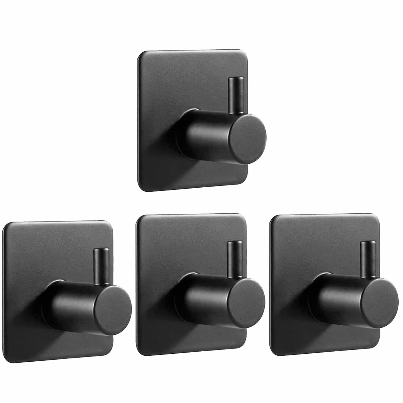 Feligio Ganchos Adhesivos para Pared Autoadhesivo Gancho para Toallas Sin Taladro Inoxidable Impermeable Gancho para Baño para cocinas, baños, oficinas, 4 Piezas Negro
