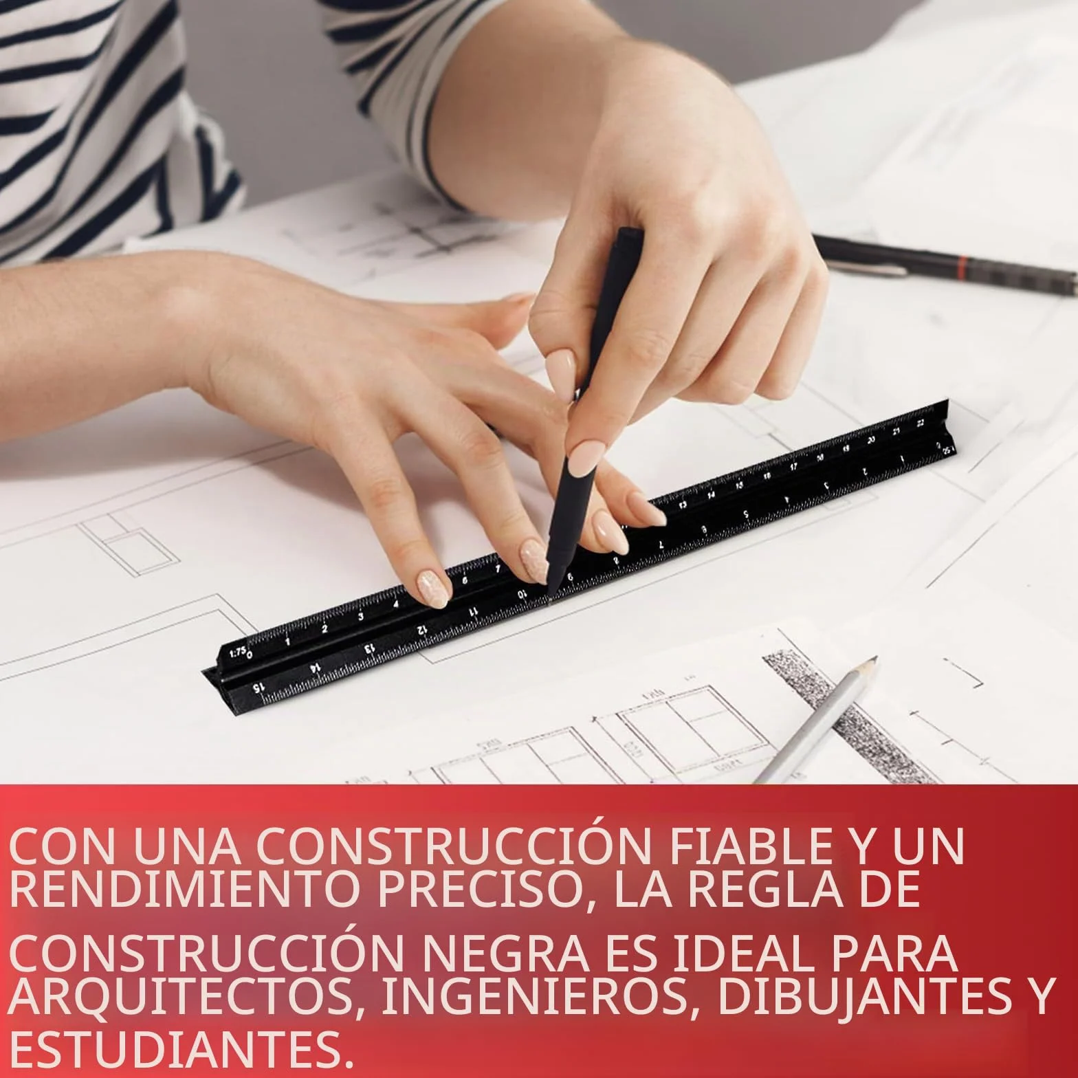 Escalimetro Profesional Regla de Escala Arquitectónica Triangular Aluminio 1:20 1:25 1:50 1:100 1:200 1:500