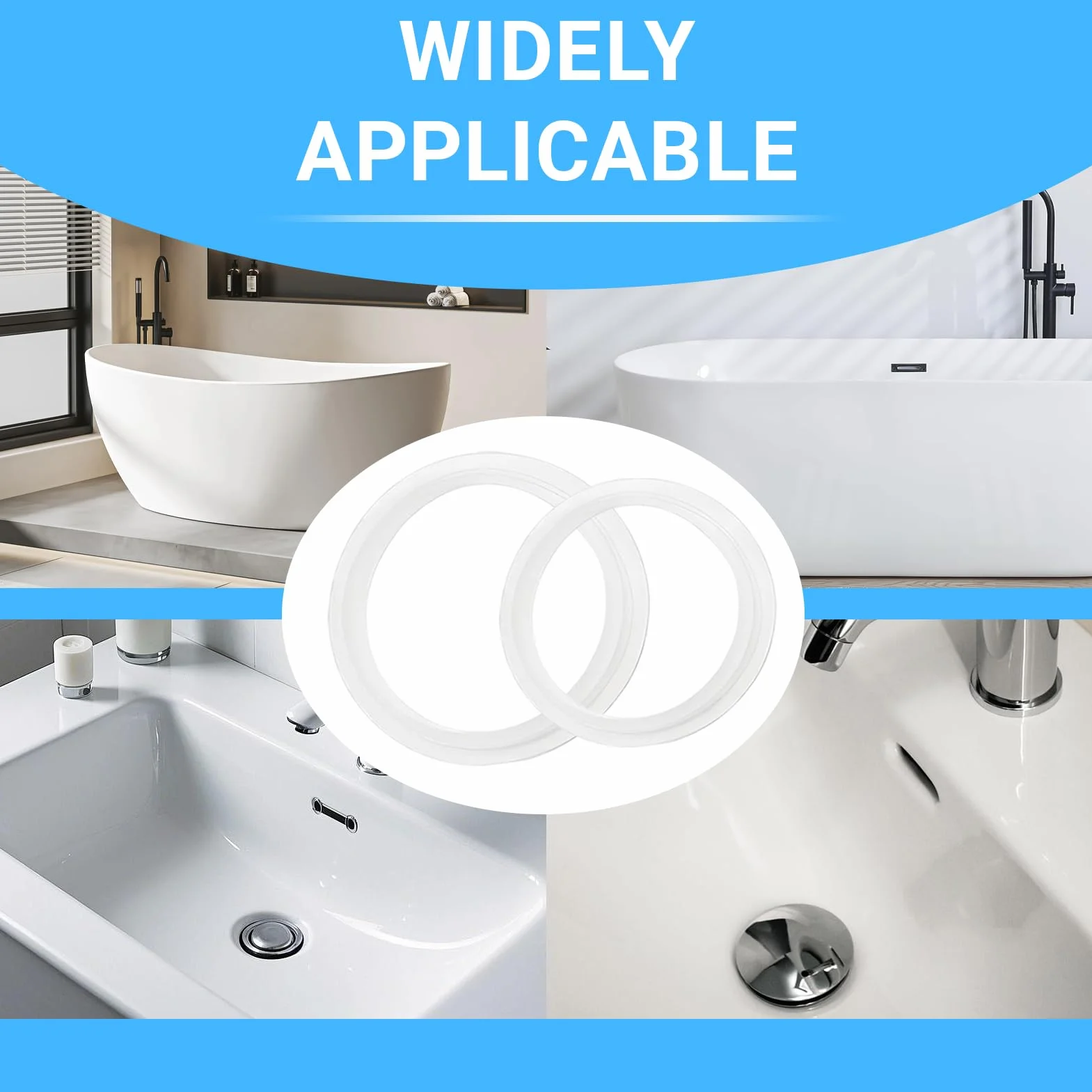 Juntas de Silicona Blancas para Tapón de Lavabo 38mm 32mm 2 Tamaños