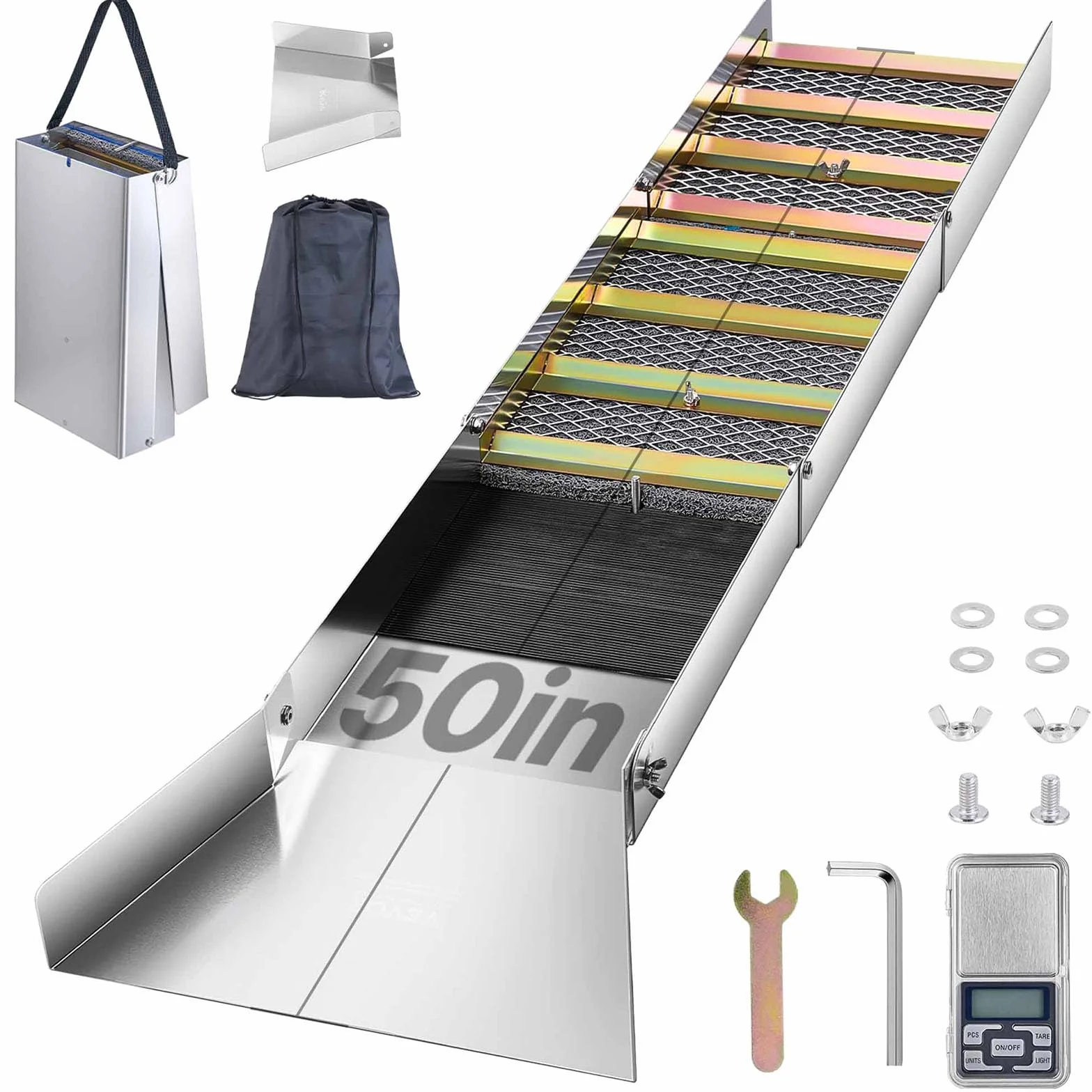 Caja de esclusa Plegable de aleación de Aluminio VEVOR, Cajas de esclusa compactas de 50" para Oro, Equipos de esclusa de Oro Ligeros, Cajas portátiles con Musgo de minero, río, Arroyo, batea