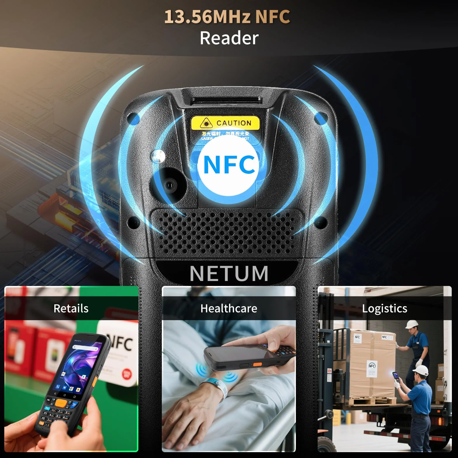 NETUM Escáner de Código de Barras Android 11, 4+64 GB, HS7 1D 2D, IP67 Q500