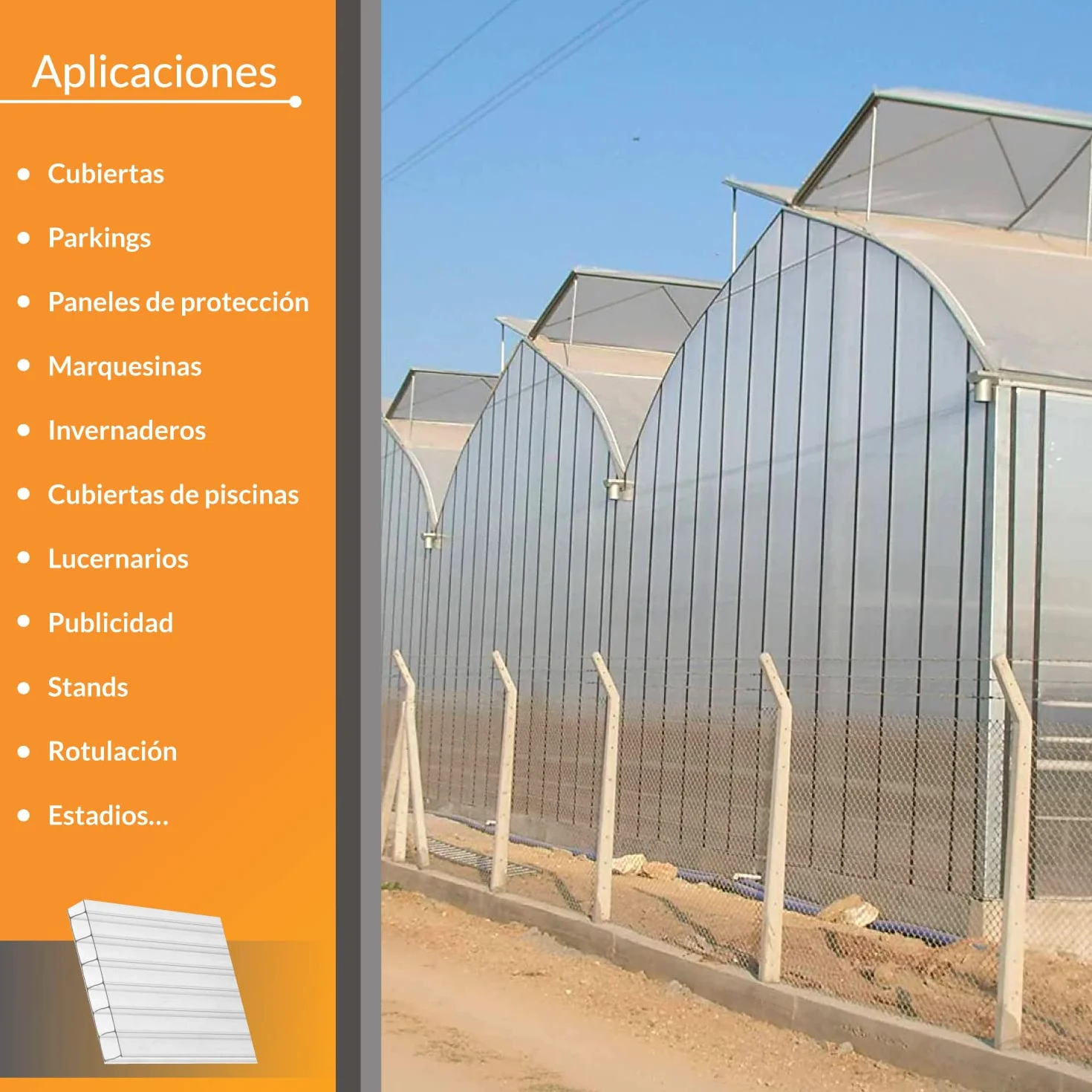 Kit Placas de policarbonato Compacto Transparente 10mm - Medida Final 1500 x 2800 mm- Incluye Accesorios de instalación