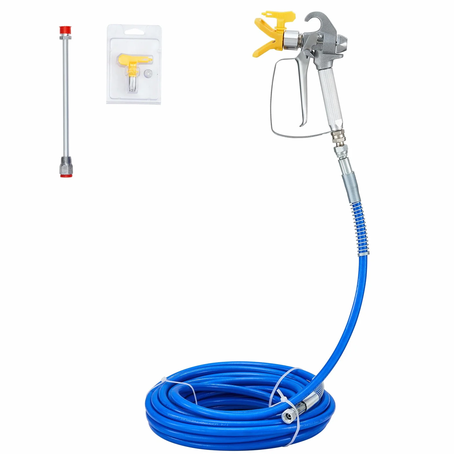 VEVOR Kit de Manguera Flexible para Pintura Airless Manguera de Fibra de Alta Presión 15,24 m 248 Bar con Varilla de Extensión de 20,3 cm Boquilla y Protección Articulación Giratoria de 6,3 mm