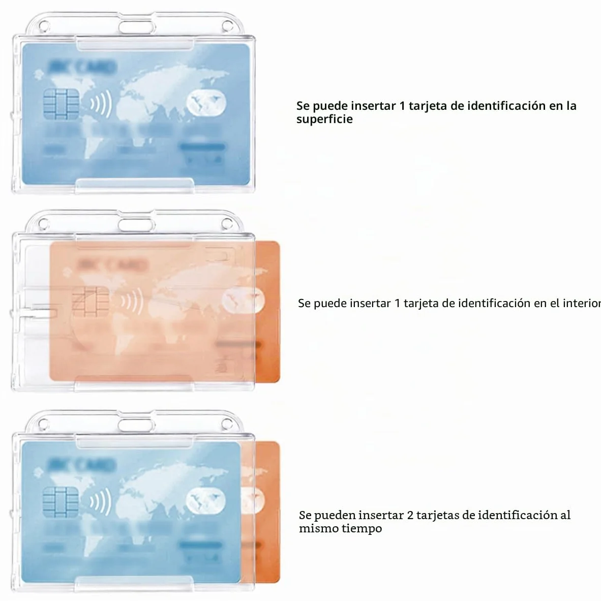 Portatarjetas de Identificación Juego de 2 Funda de Plástico Resistente Horizontal