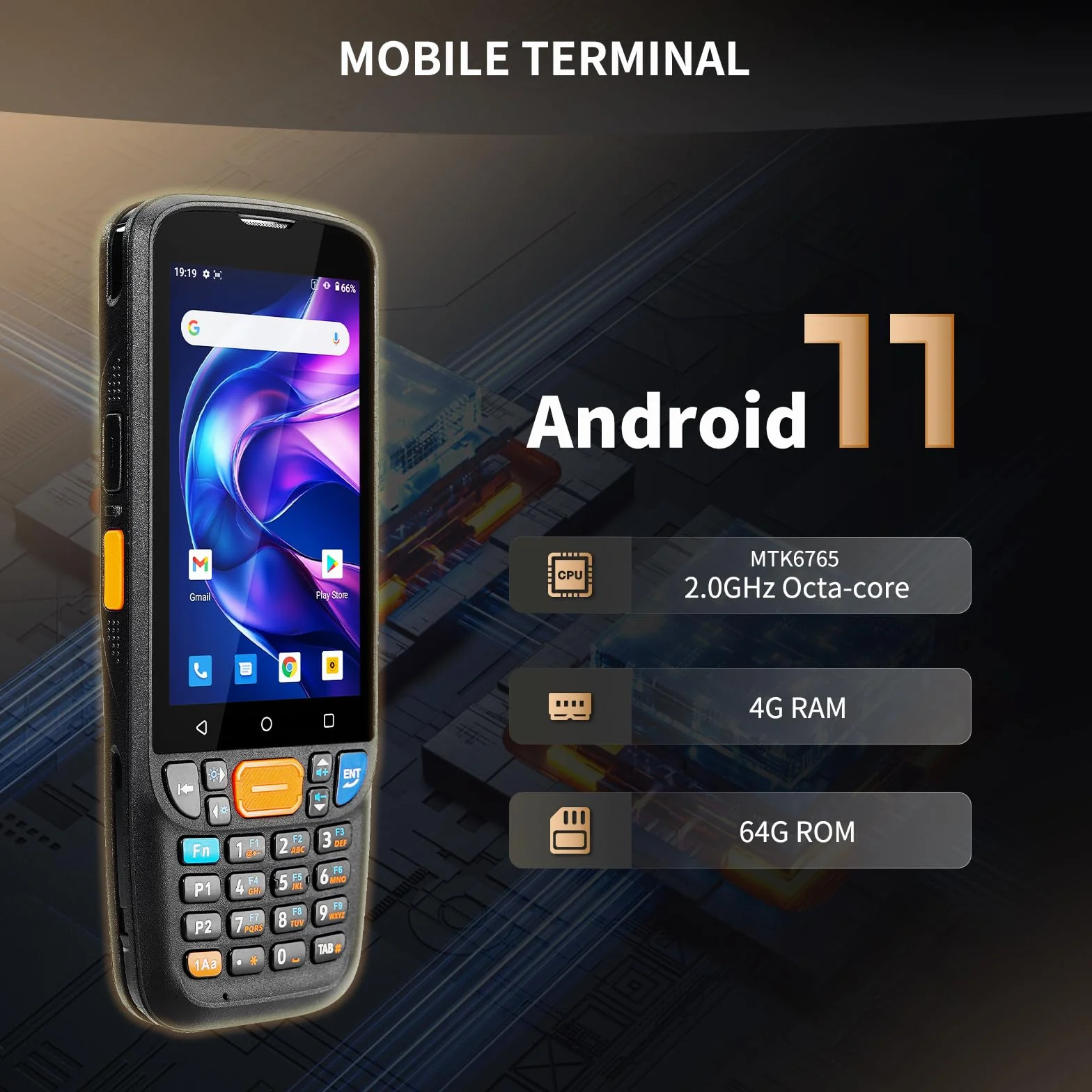 NETUM Escáner de Código de Barras Android 11, 4+64 GB, HS7 1D 2D, IP67 Q500