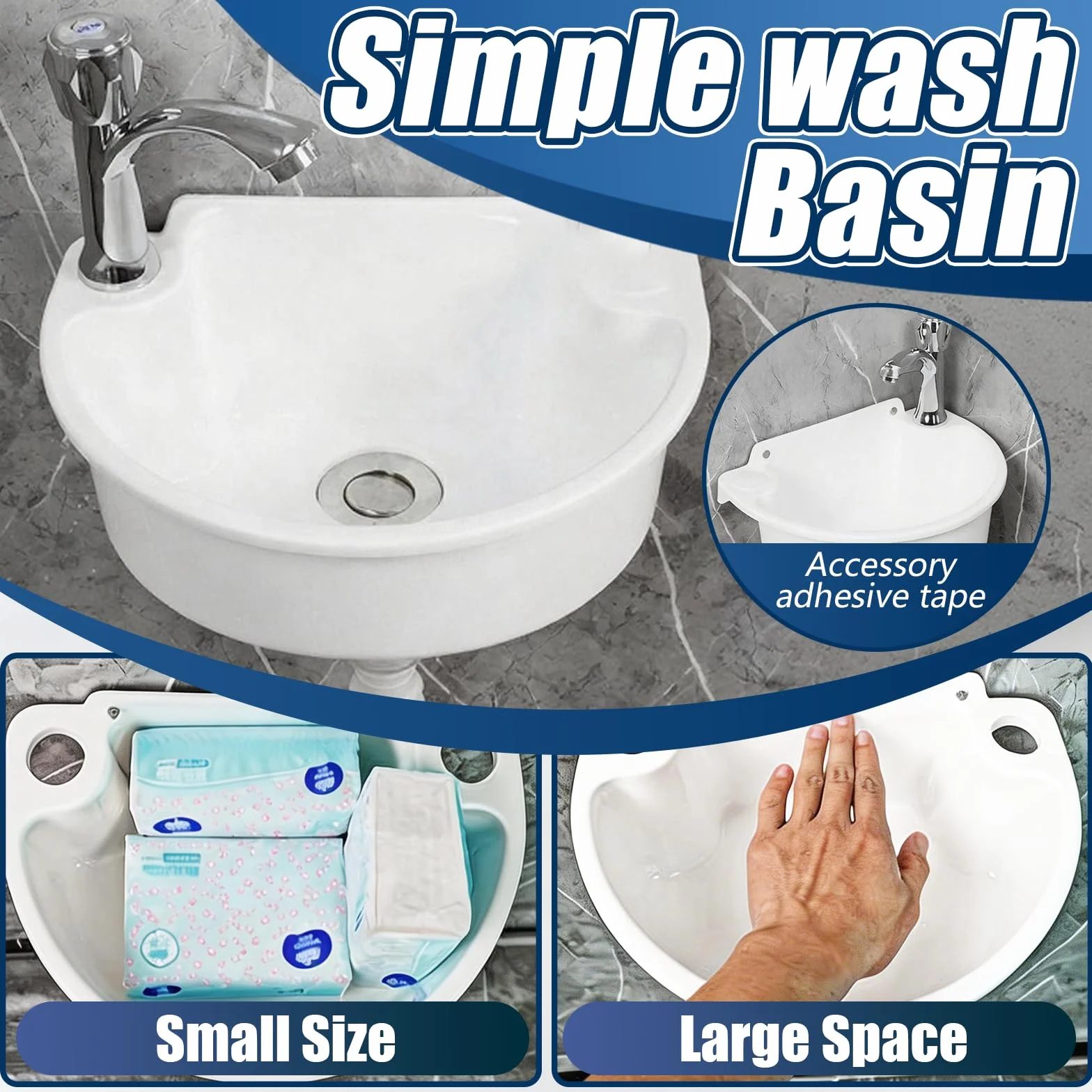 Fregadero Utilitario De PláStico, Lavabo Semicircular Pared Con Tubo De DesagüE 75cm Ahorra Espacio 29,5x21x10,5 Cm Para BañOs Aseos De Invitados Jardines Campings Y Obras De ConstruccióN