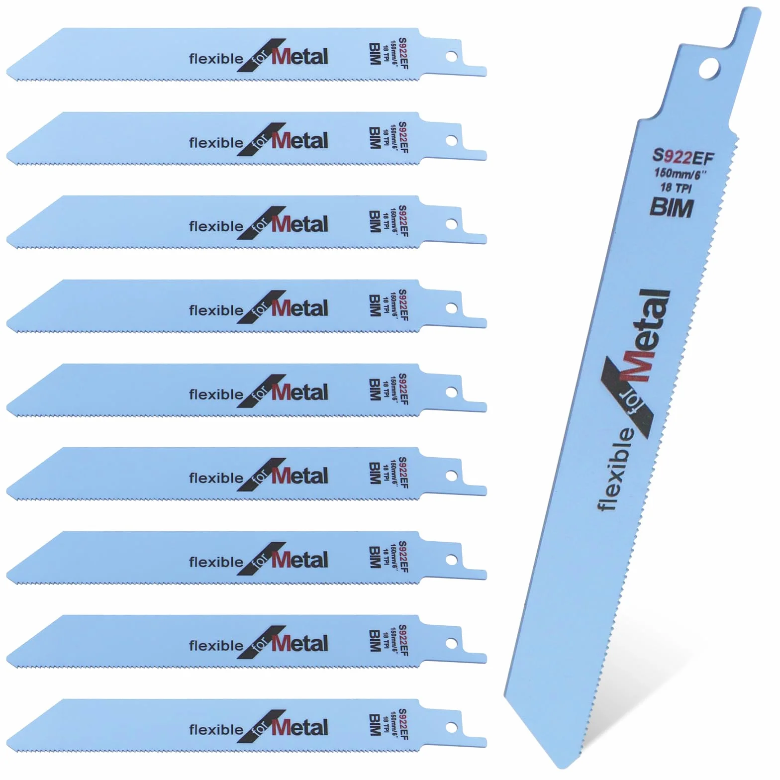 10 hojas de sierra sable de metal, 150 mm, juego de sierra sable, hojas de sierra flexible para accesorios de sierra sable, hojas de sierra sable para madera, plástico, tubos, metal