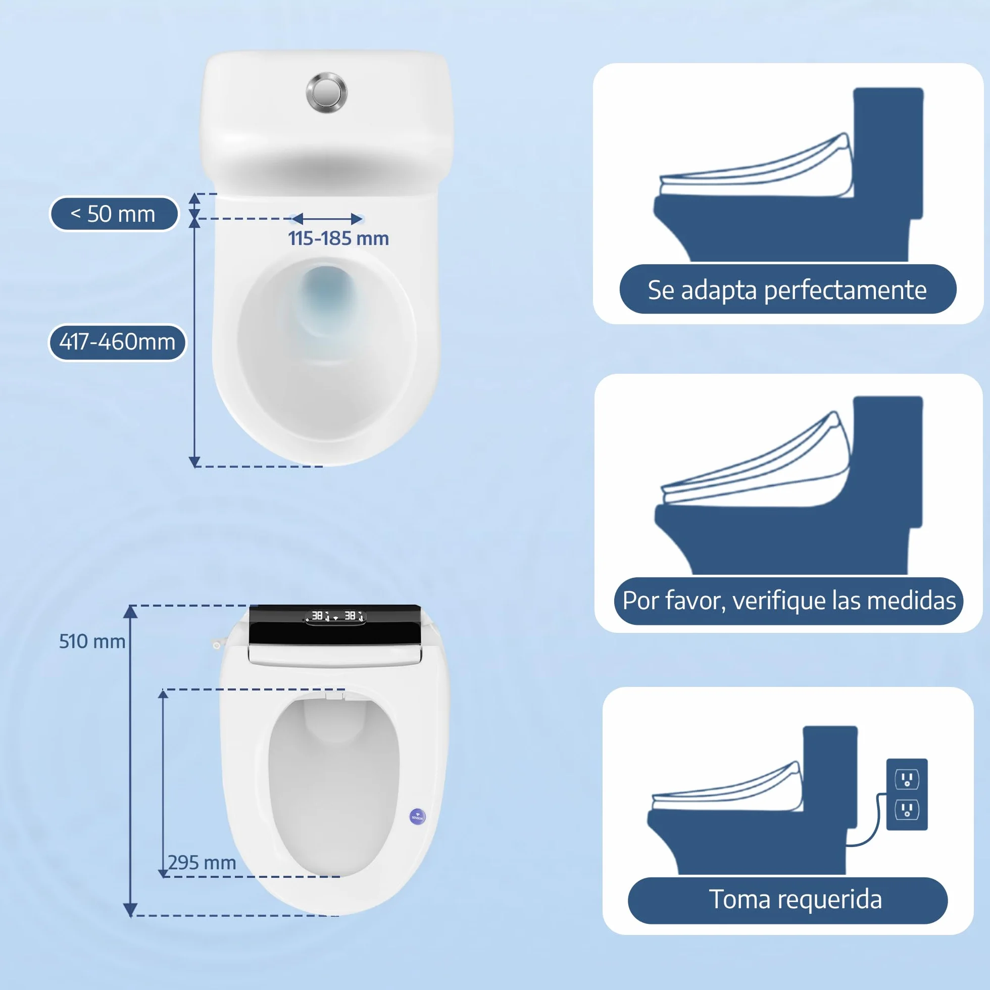 Marca Francesa : Asiento Inodoro Inteligente japones con chorro de agua caliente, Tapa WC Japonesa Calefactable, Baño japonés, Tapa de Vater japonés, Bidet electrico, Confort y Elegancia