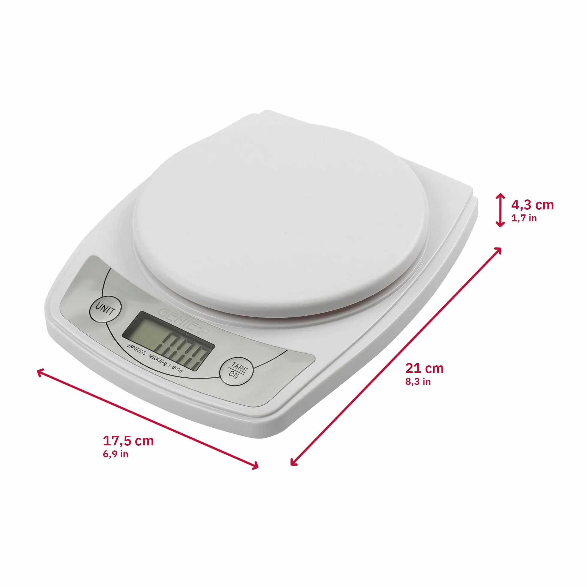 Genie 3606 EDS Balanza LCD 1-5000 g Blanco